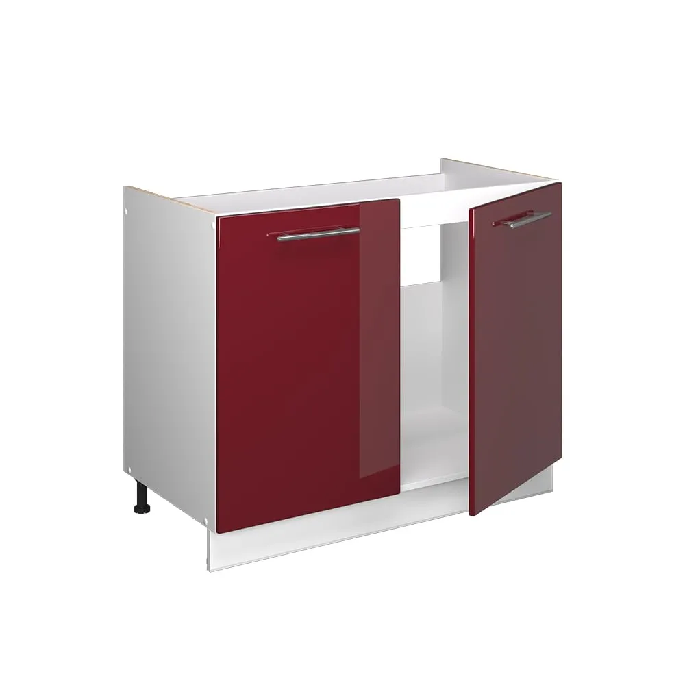 Vicco Mobile Lavello Cucina Fame-Line, Bordeaux Lucido/Bianco, 100 cm - immagine 7
