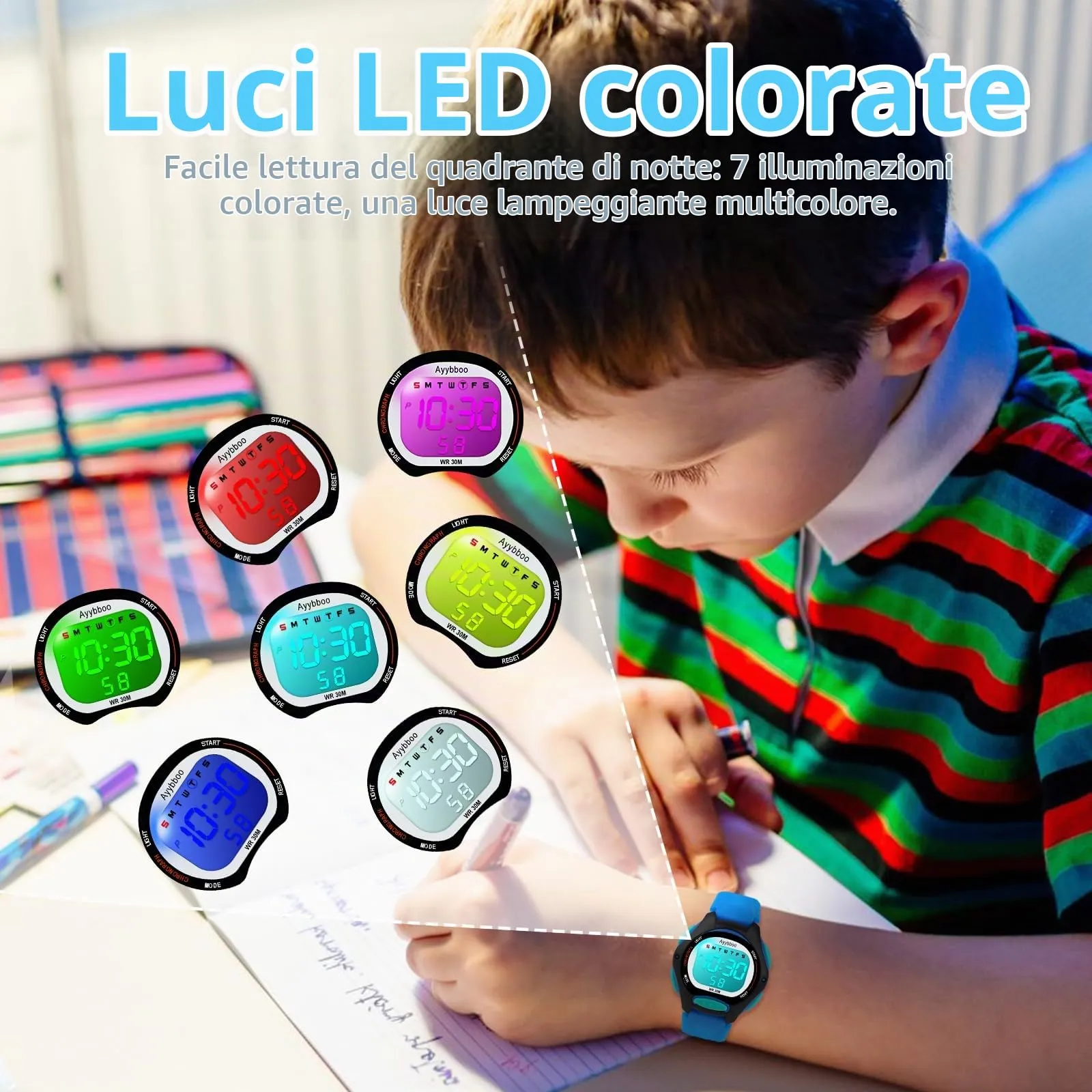 Ayybboo Orologio Digitale per Bambini e Bambine 4-16 Anni 8207B - immagine 2