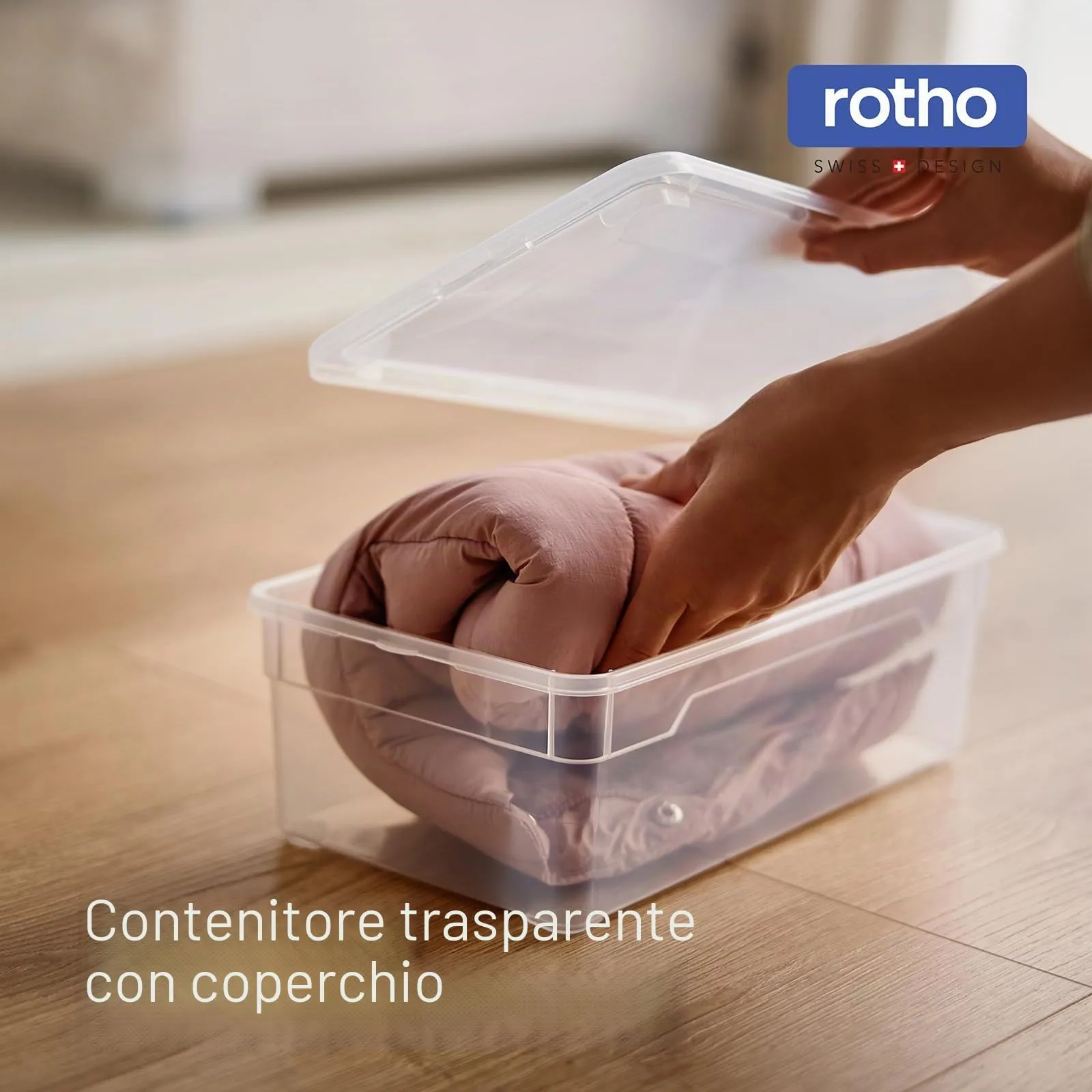 Rotho Clear Scatola Porta Oggetti con Coperchio, 5 L, Set 12, Blu Trasparente - immagine 2