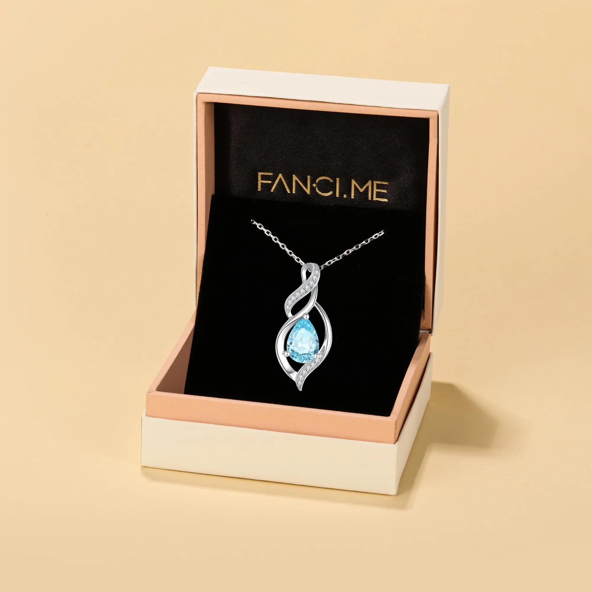FANCIME Collana in Argento Sterling 925 con Acquamarina, Pietra Nascita Marzo - immagine 6