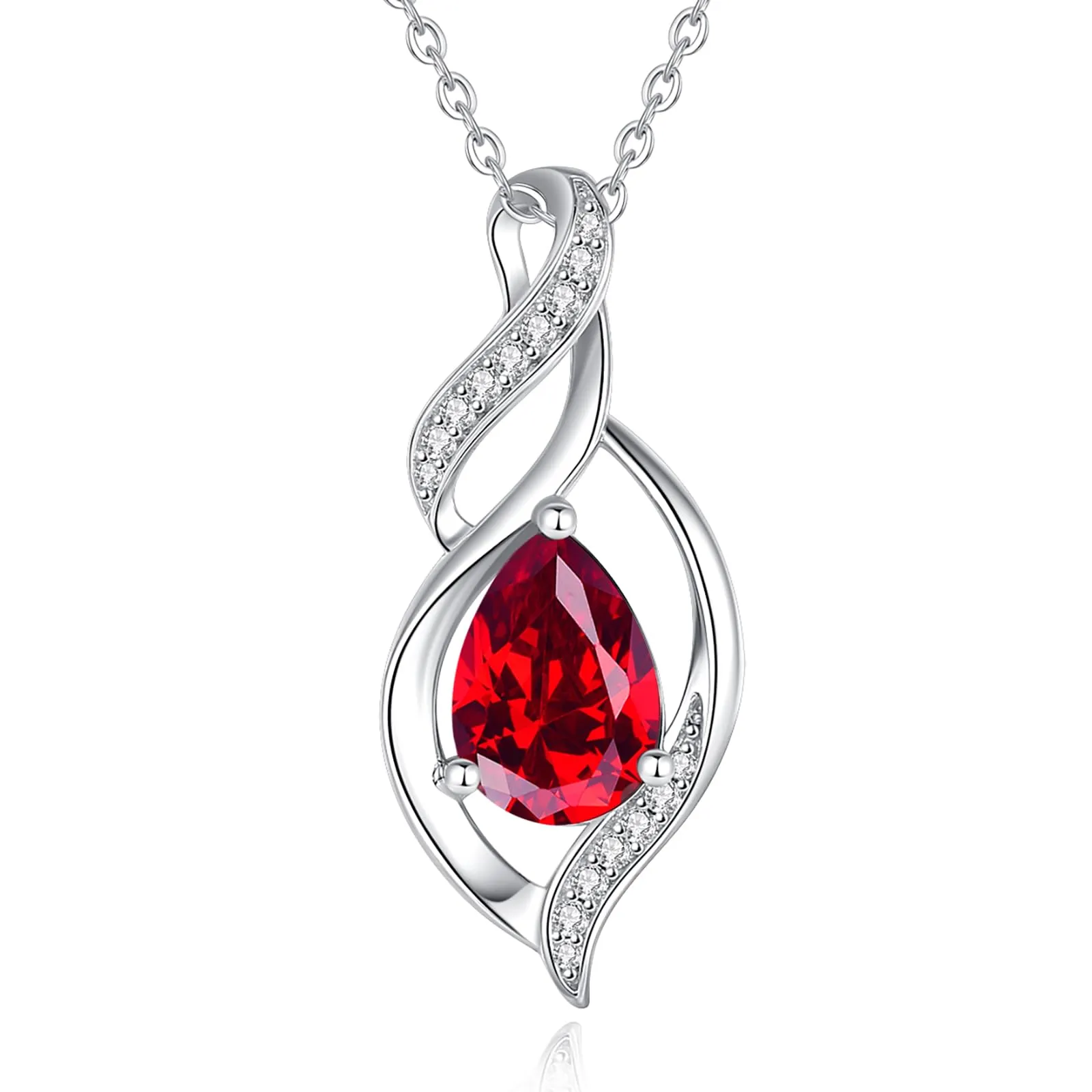 FANCIME Collana in Argento Sterling 925 con Rubino Pietra Nascita Luglio - immagine 1