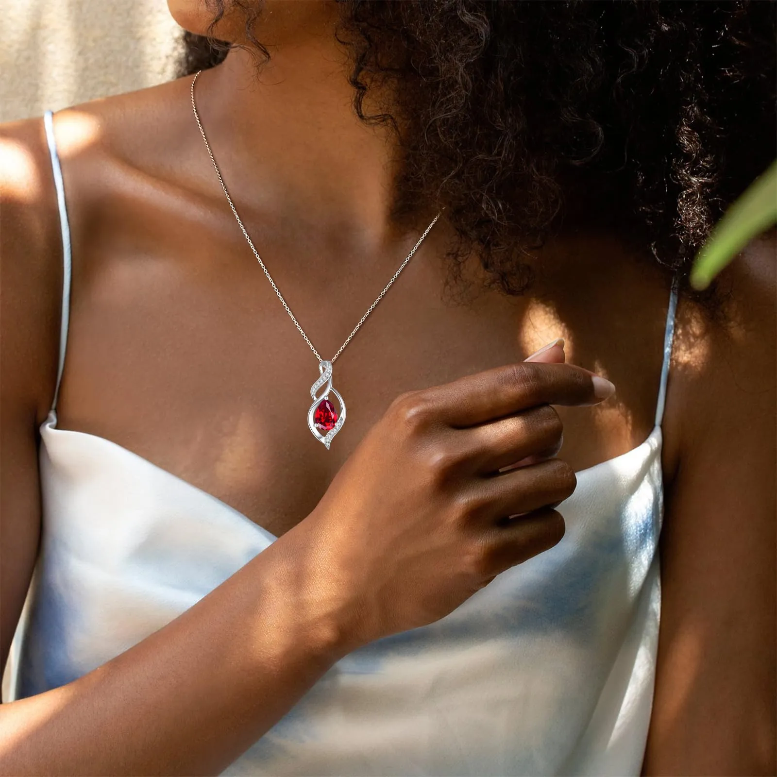 FANCIME Collana in Argento Sterling 925 con Rubino Pietra Nascita Luglio - immagine 4