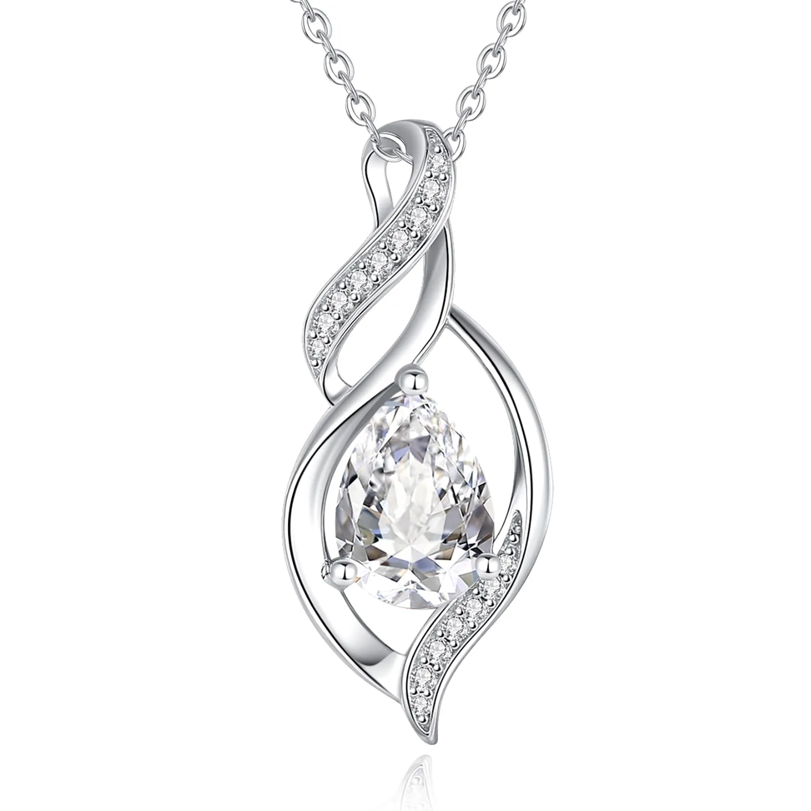 FANCIME Collana in Argento Sterling 925 con Zirconia Pietra Nascita Aprile - immagine 1