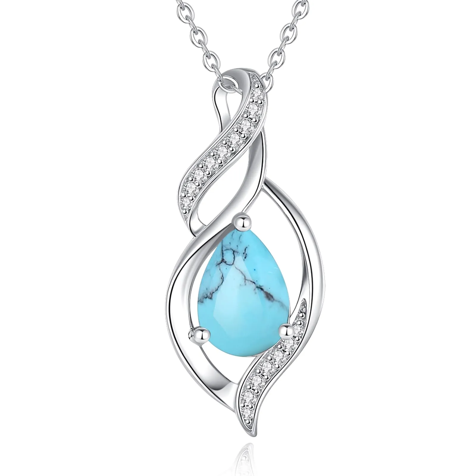 FANCIME Collana in Argento Sterling 925 con Turchese Pietra Nascita Dicembre - immagine 1
