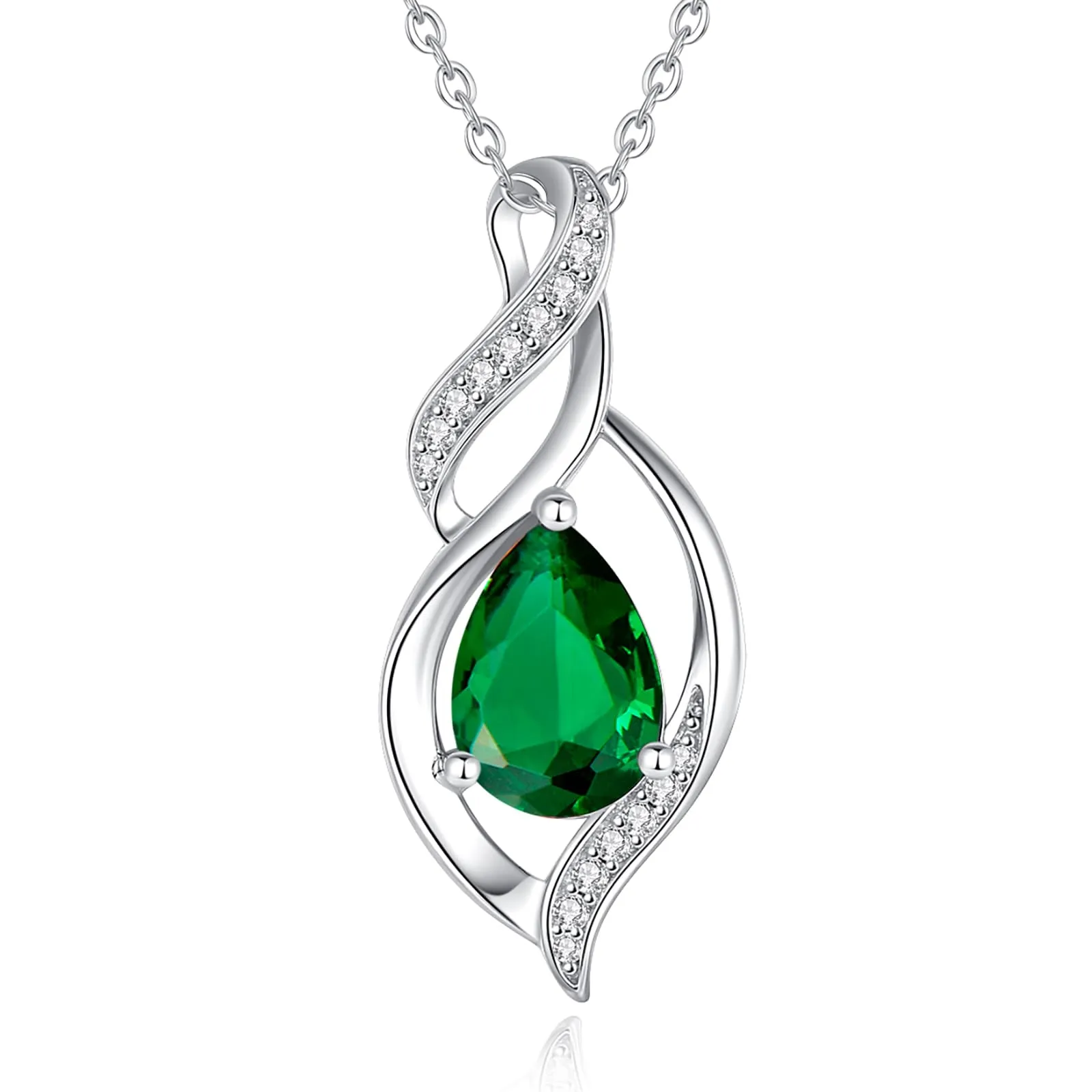 FANCIME Collana in Argento Sterling 925 con Smeraldo Pietra Nascita Maggio - immagine 1