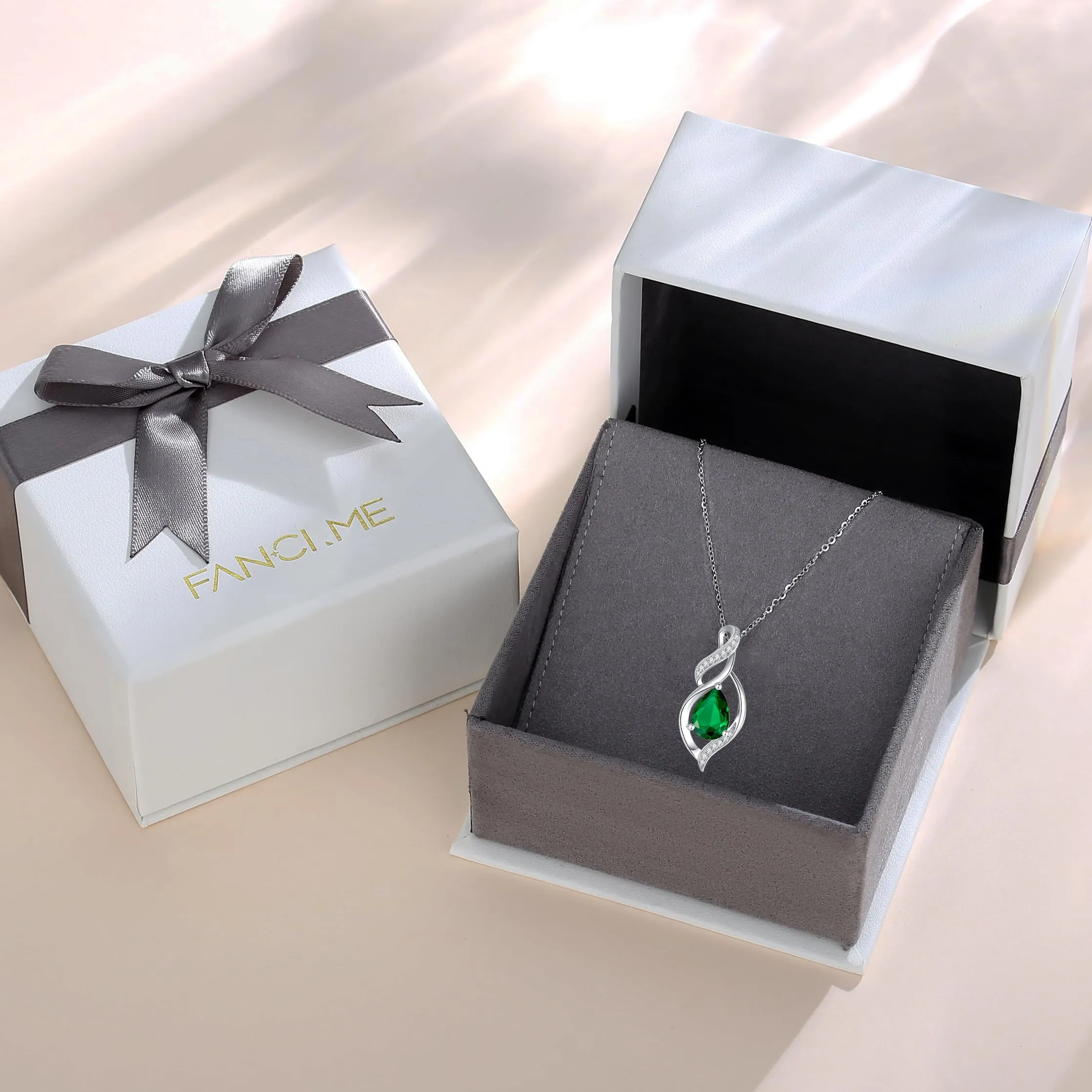 FANCIME Collana in Argento Sterling 925 con Smeraldo Pietra Nascita Maggio - immagine 6