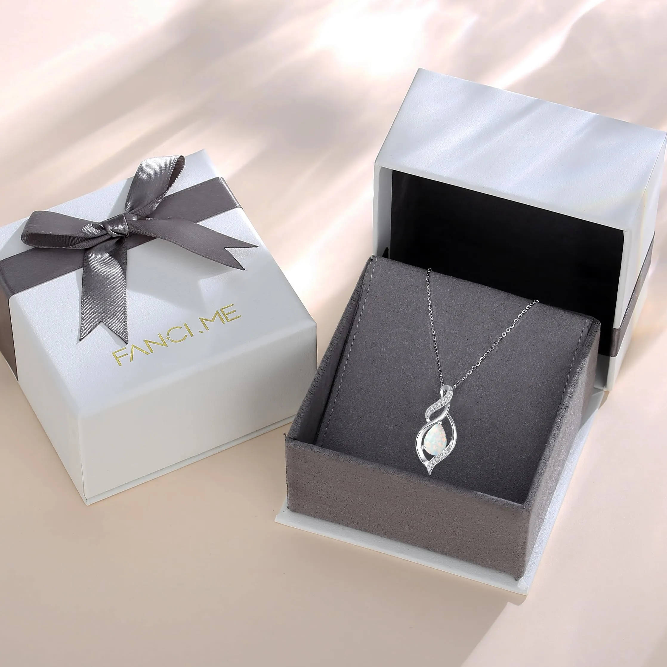 FANCIME Collana Donna in Argento Sterling 925 con Opale Pietra Nascita Ottobre - immagine 6