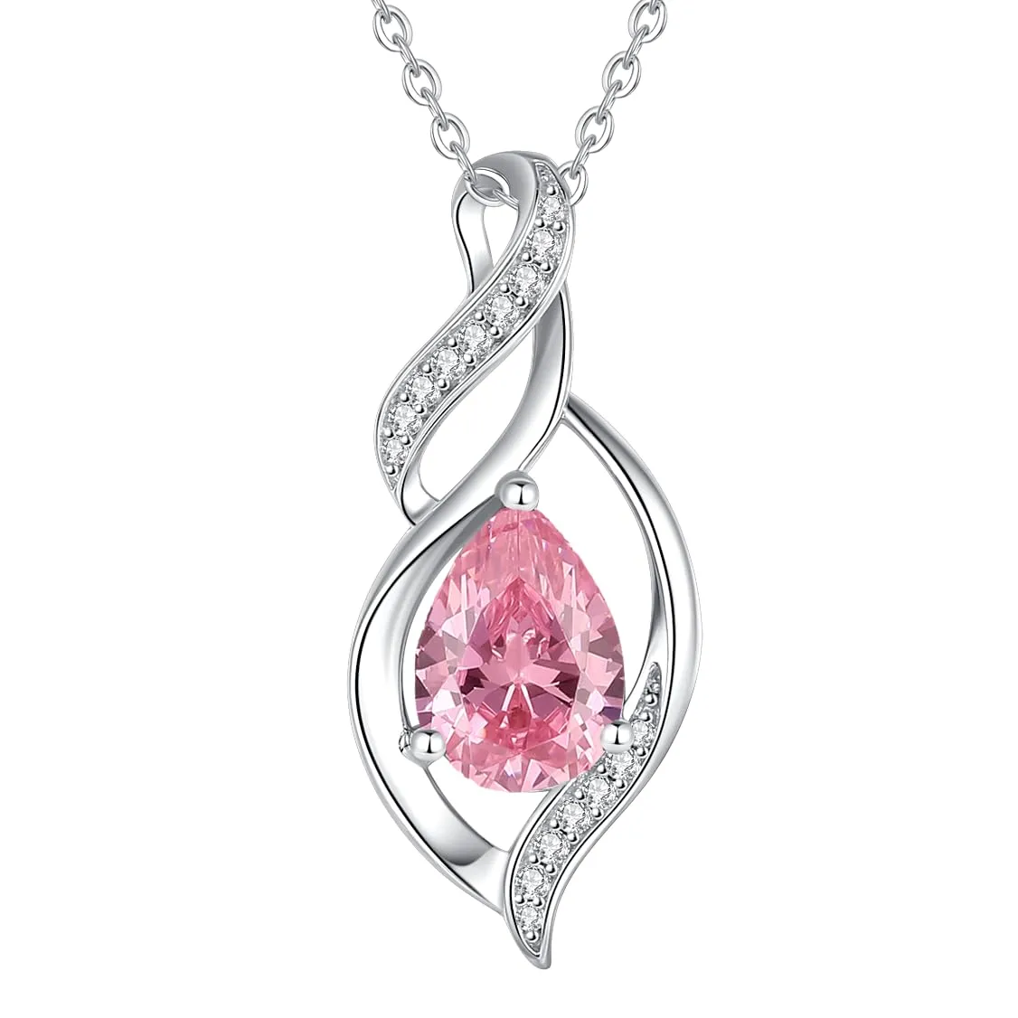 FANCIME Collana in Argento Sterling 925 con Tormalina Rosa Pietra Nascita Ottobre - immagine 1