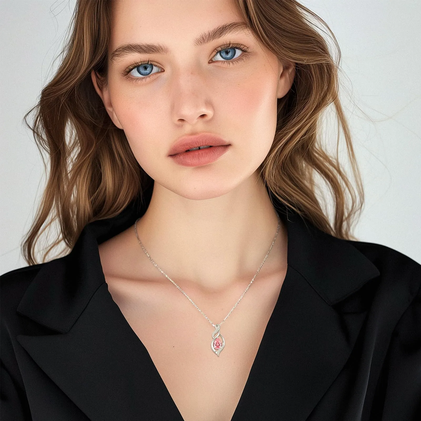 FANCIME Collana in Argento Sterling 925 con Tormalina Rosa Pietra Nascita Ottobre - immagine 3