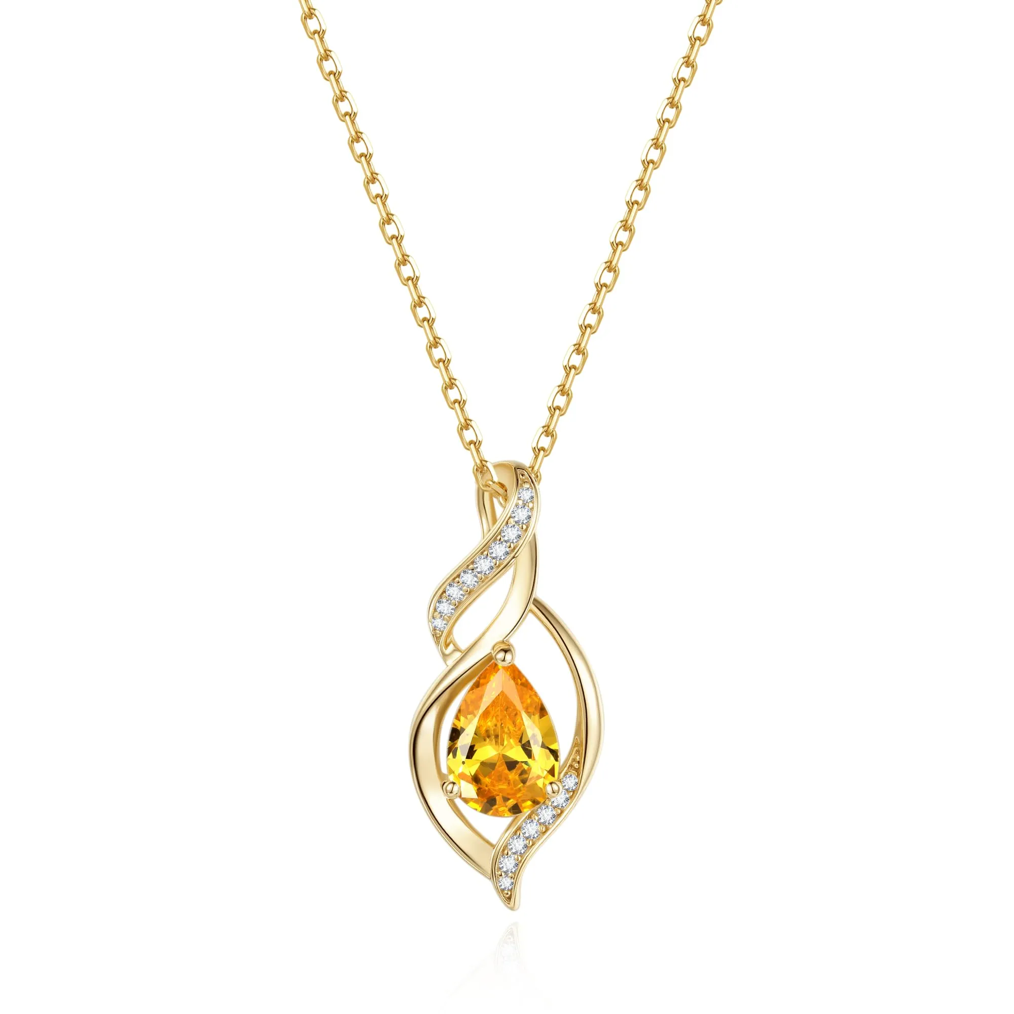 FANCIME Collana Donna in Argento 925 Placcato Oro con Citrino Pietra Nascita - immagine 1