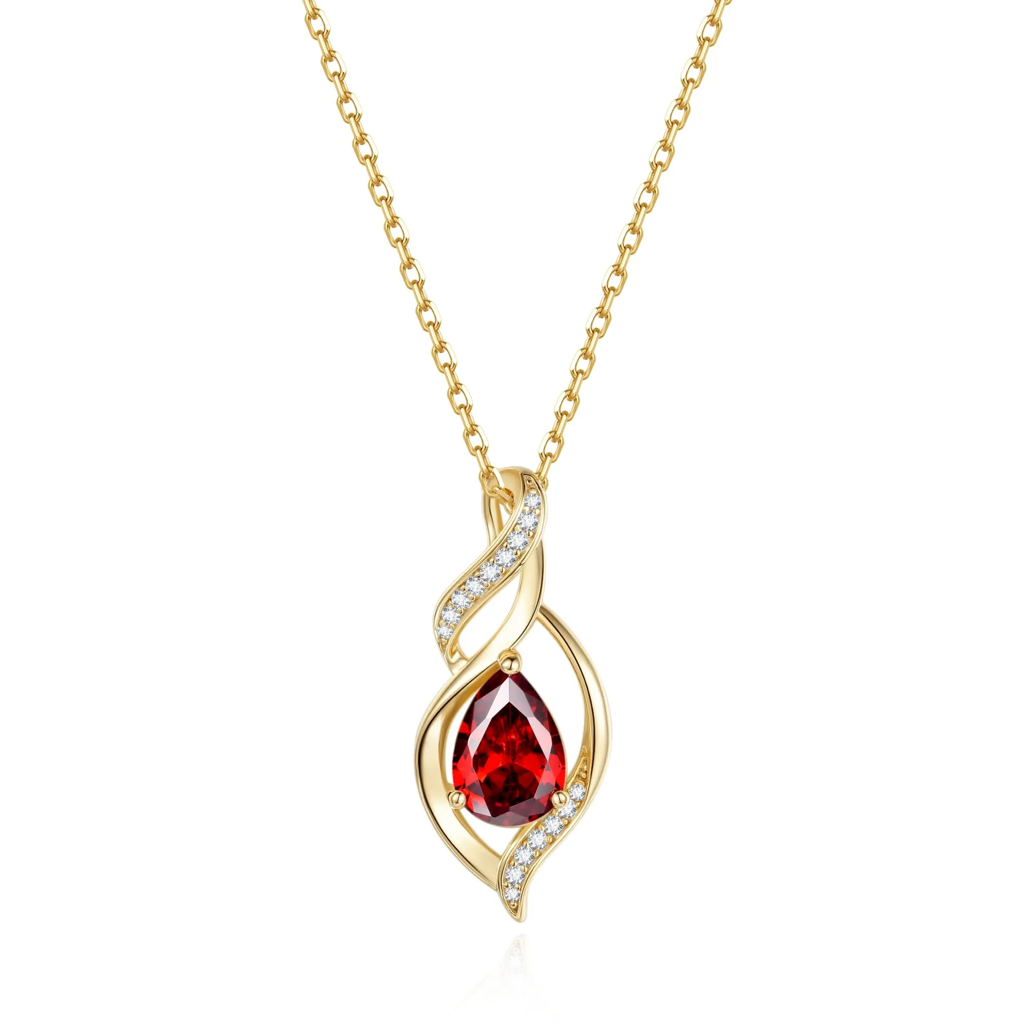 FANCIME Collana Donna in Argento 925 Placcato Oro con Pietra Nascita Rubino - immagine 1