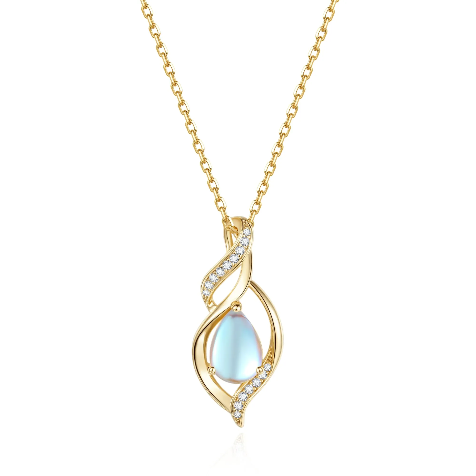 FANCIME Collana Donna in Argento 925 Placcato Oro con Pietra di Luna - immagine 1
