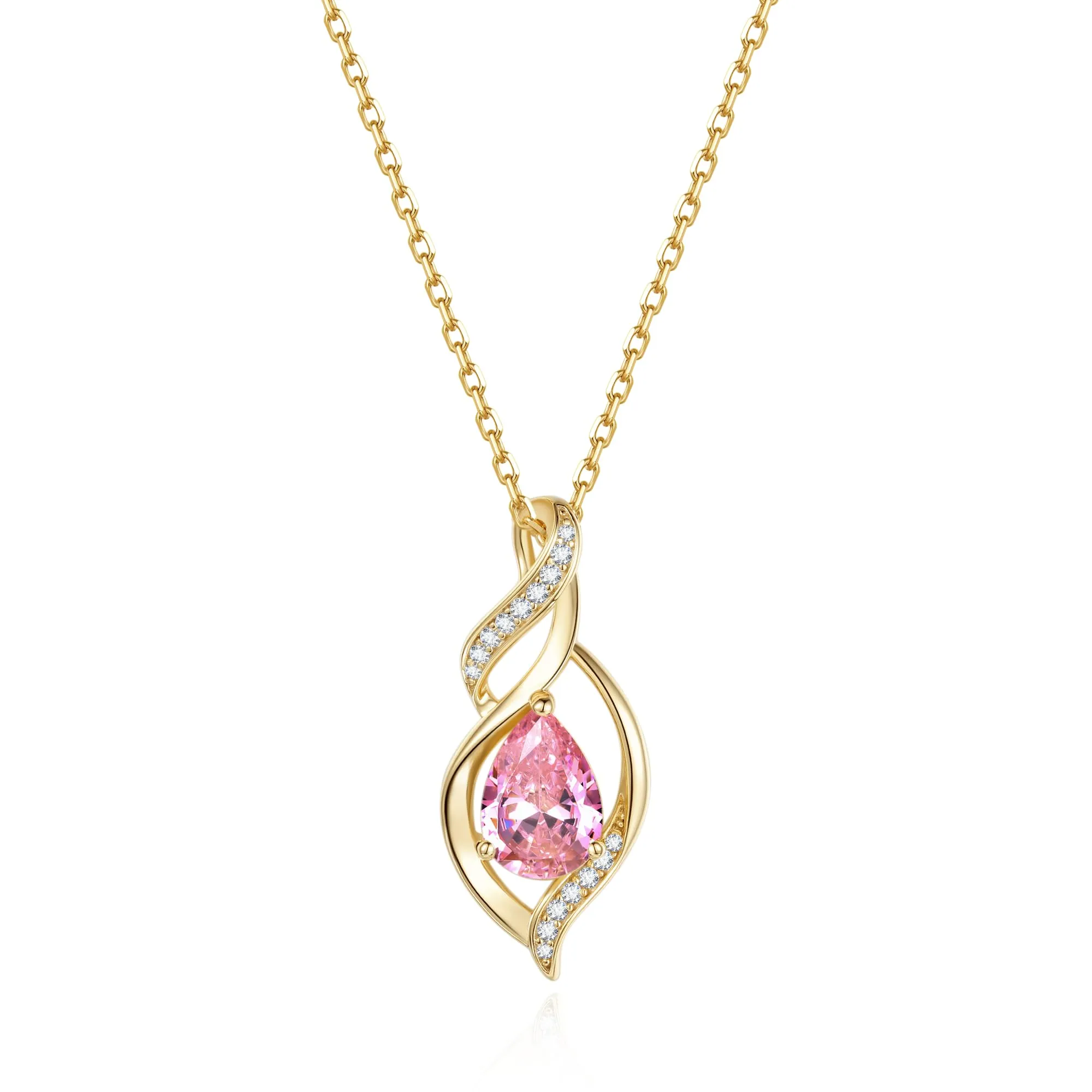 FANCIME Collana Donna in Argento 925 Placcato Oro con Tormalina Pietra Nascita - immagine 1