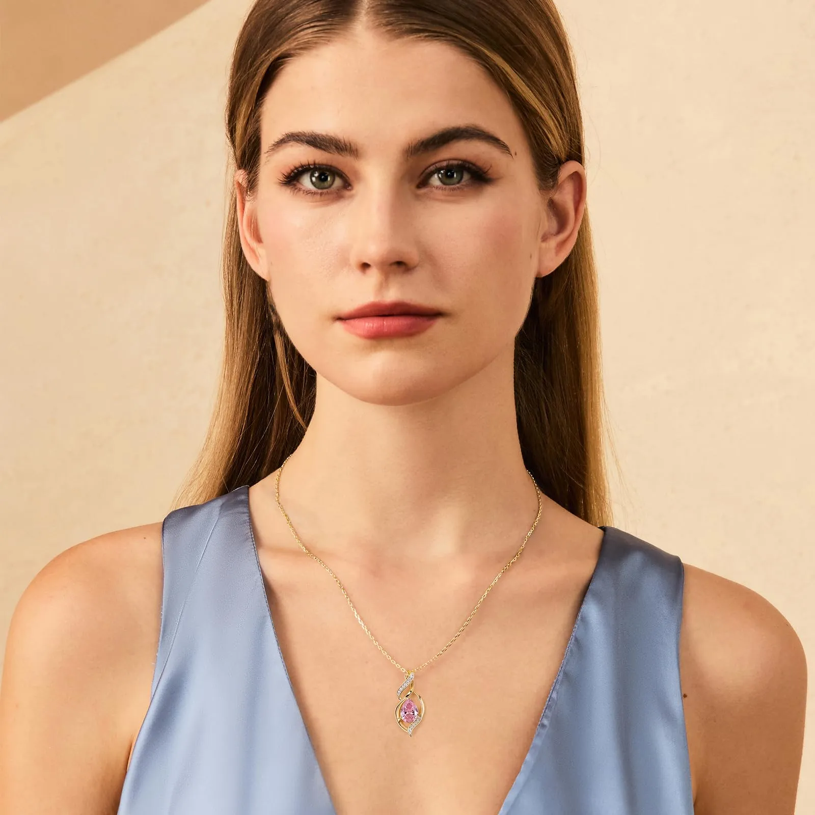 FANCIME Collana Donna in Argento 925 Placcato Oro con Tormalina Pietra Nascita - immagine 4