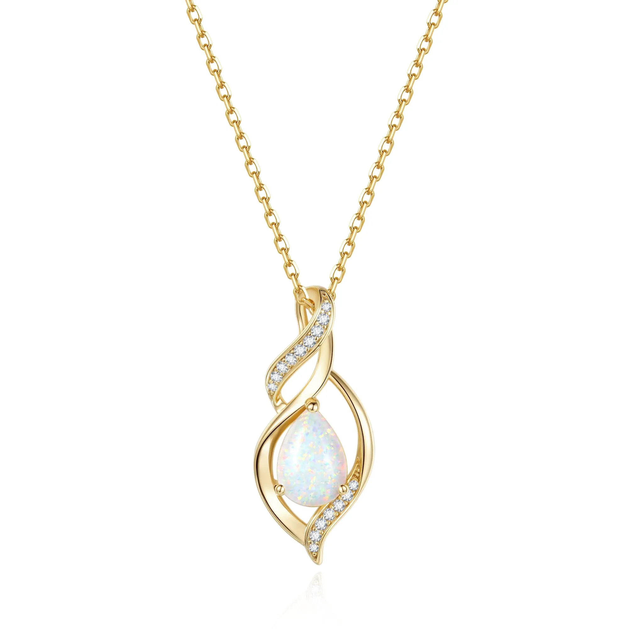 FANCIME Collana Donna in Argento 925 Placcato Oro con Opale Pietra Nascita - immagine 1