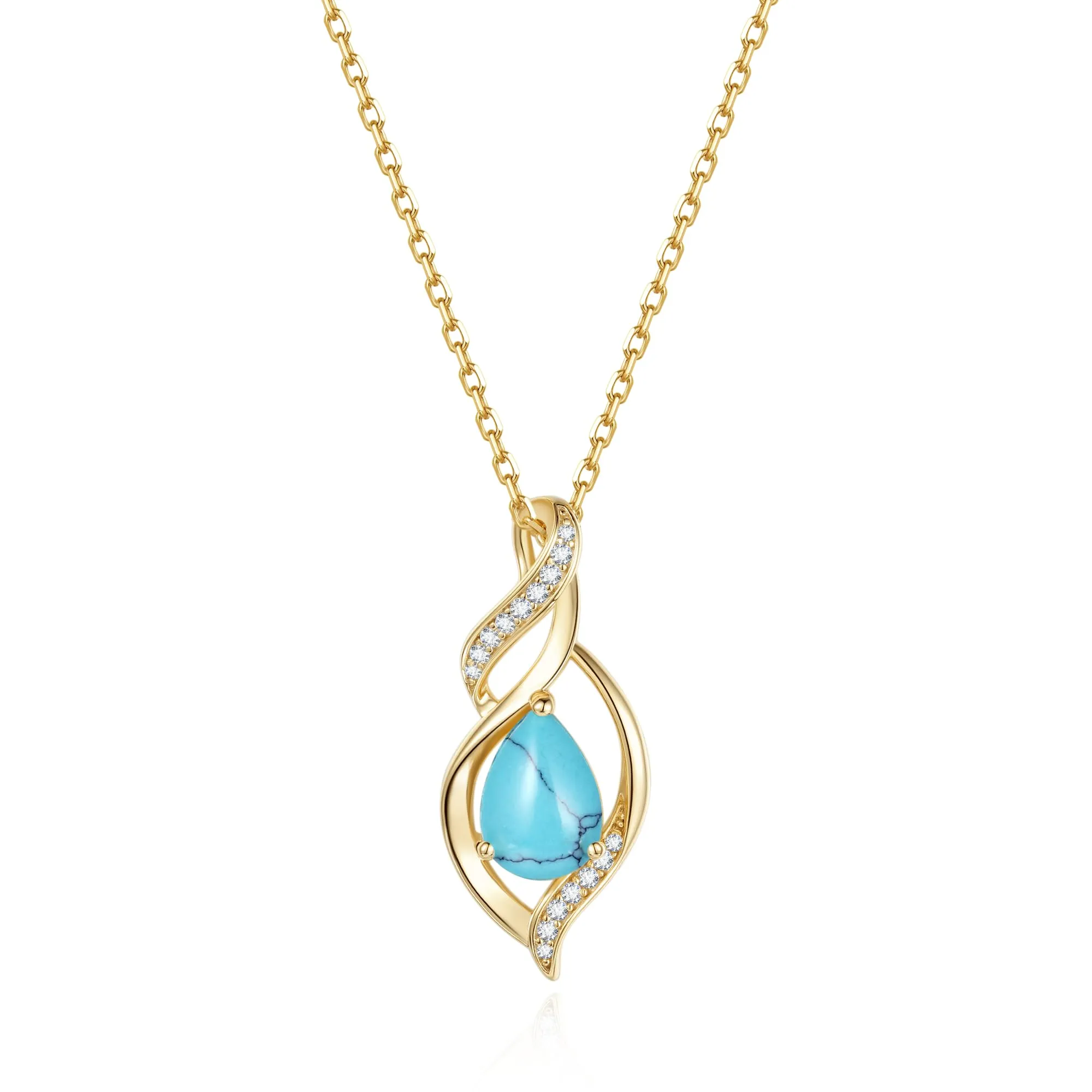 FANCIME Collana Donna in Argento 925 Placcato Oro con Pietra Nascita Turchese - immagine 1