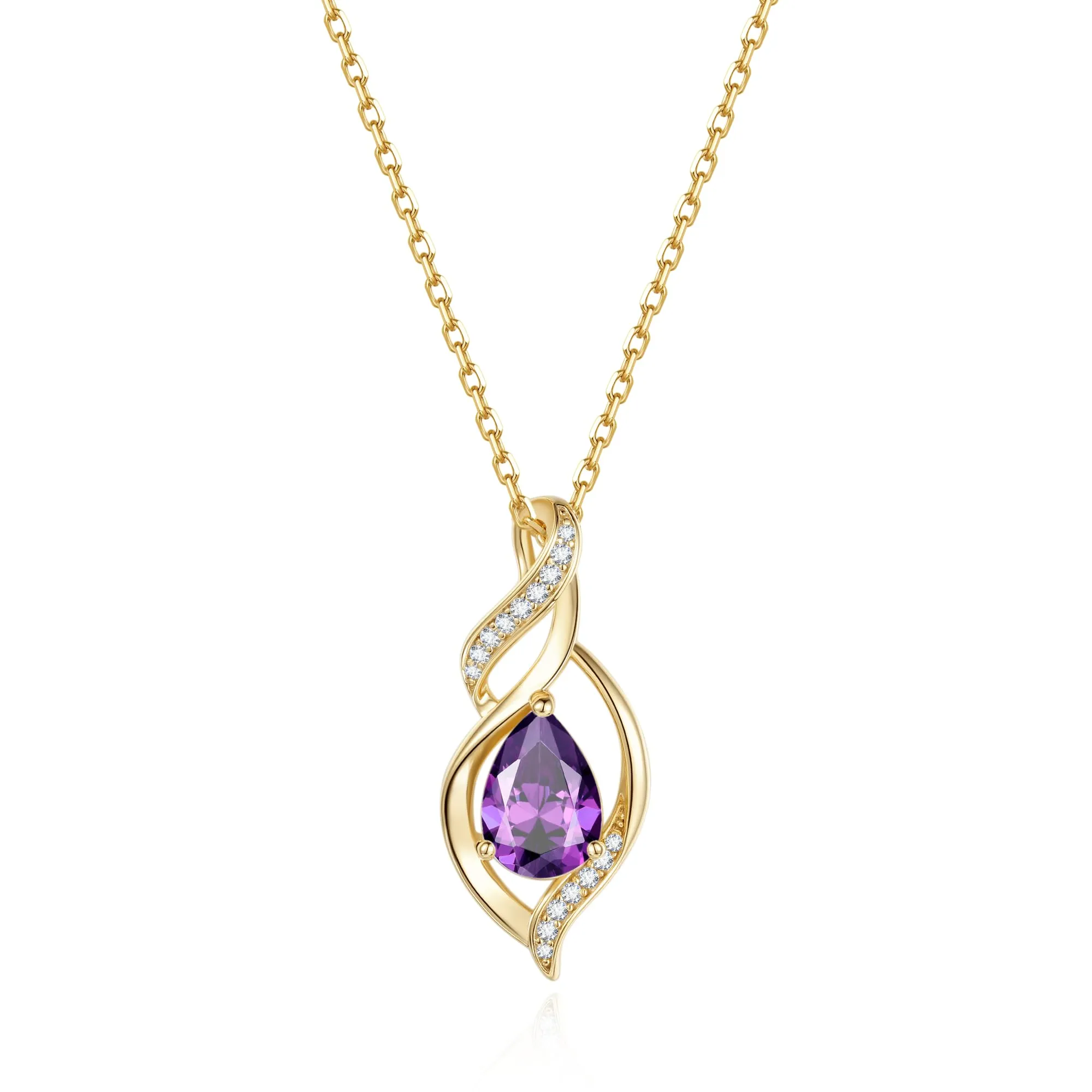 FANCIME Collana Donna in Argento 925 Placcato Oro con Ametista Pietra Nascita - immagine 1