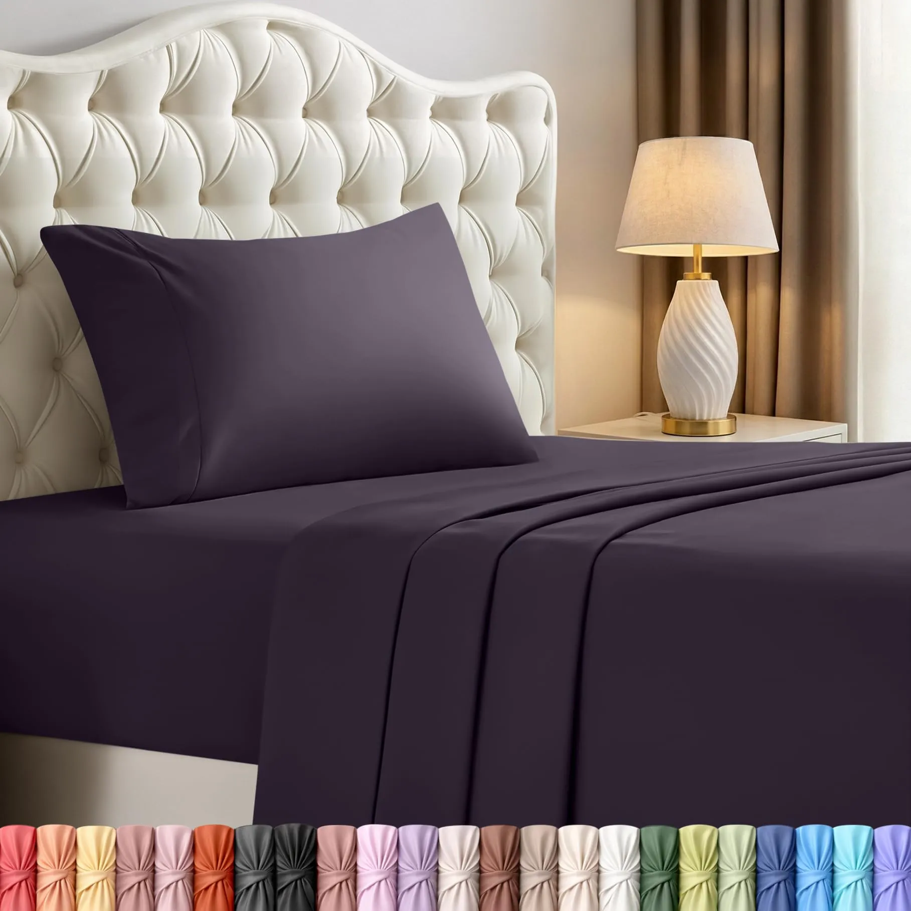 Utopia Bedding Set di lenzuola per letto singolo, 3 pezzi, USA Twin, Porpora - immagine 1