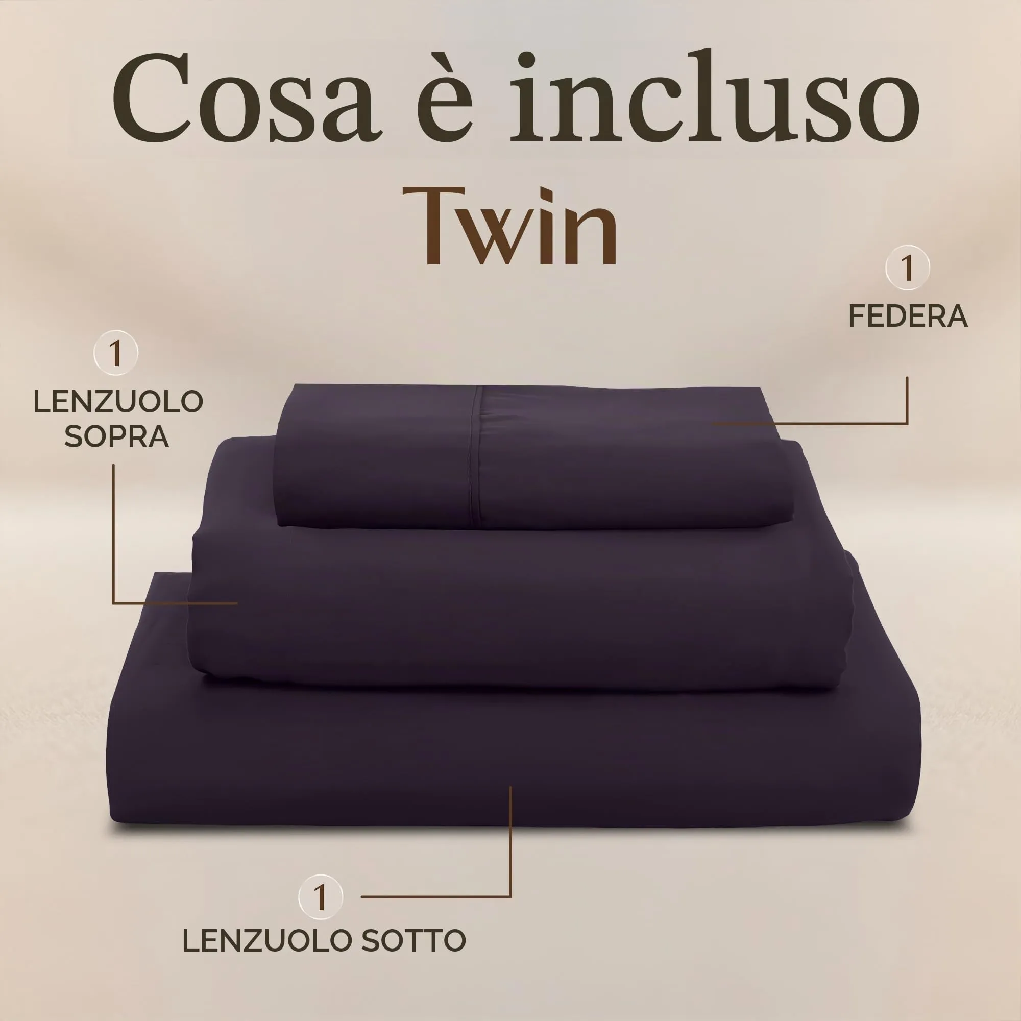 Utopia Bedding Set di lenzuola per letto singolo, 3 pezzi, USA Twin, Porpora - immagine 3
