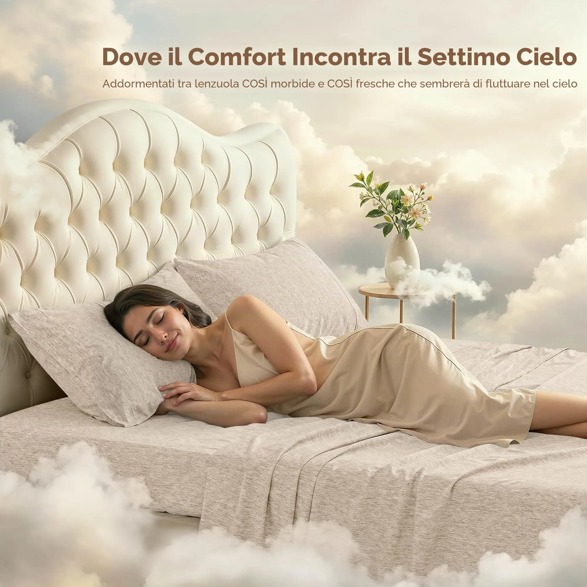 Utopia Bedding Set di lenzuola in microfibra spazzolata, 4 pezzi, Queen, Giallo avena screziato - immagine 4