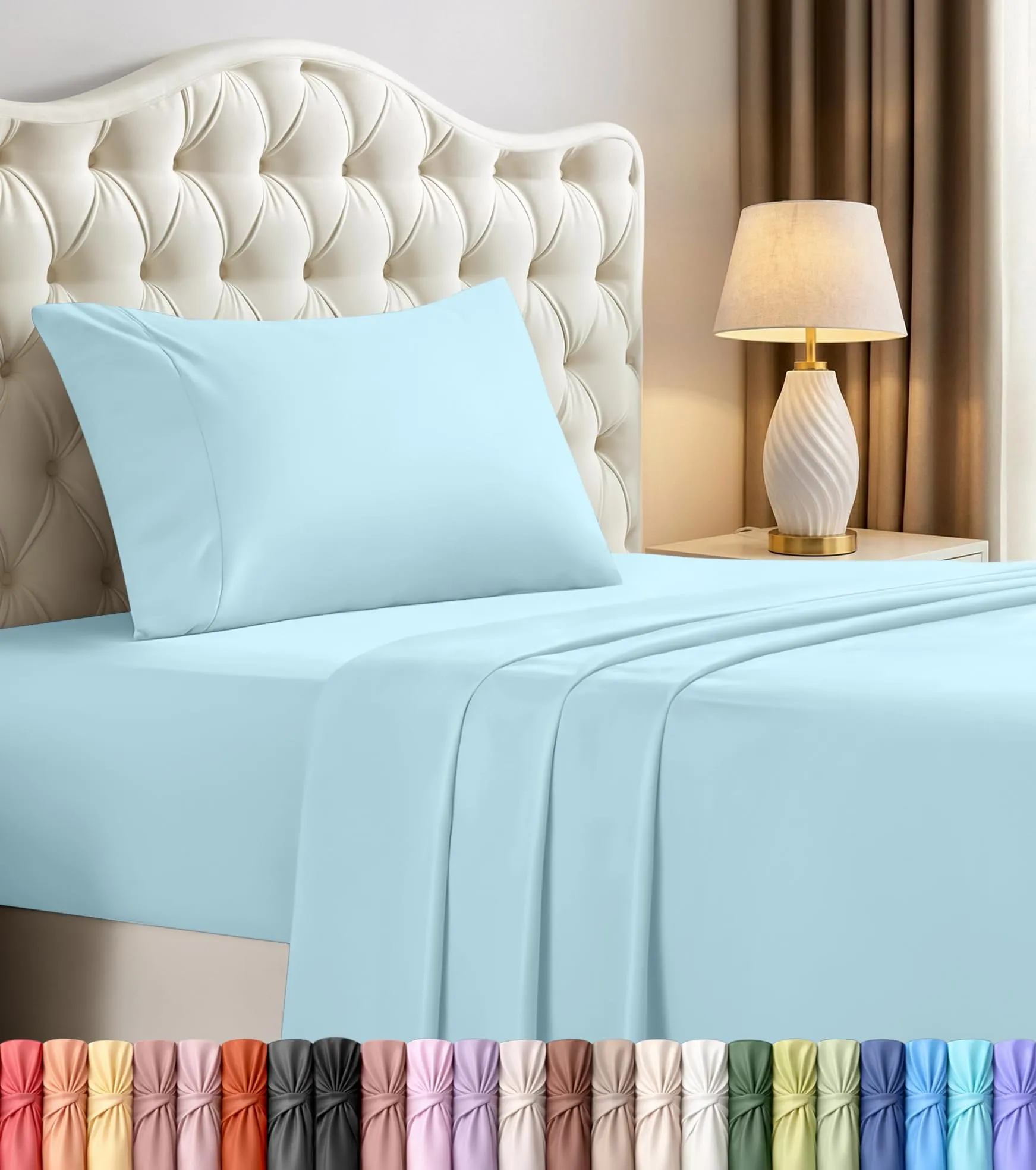 Utopia Bedding Set di lenzuola per letto singolo, 3 pezzi, Blu Ghiaccio, USA Twin - immagine 1