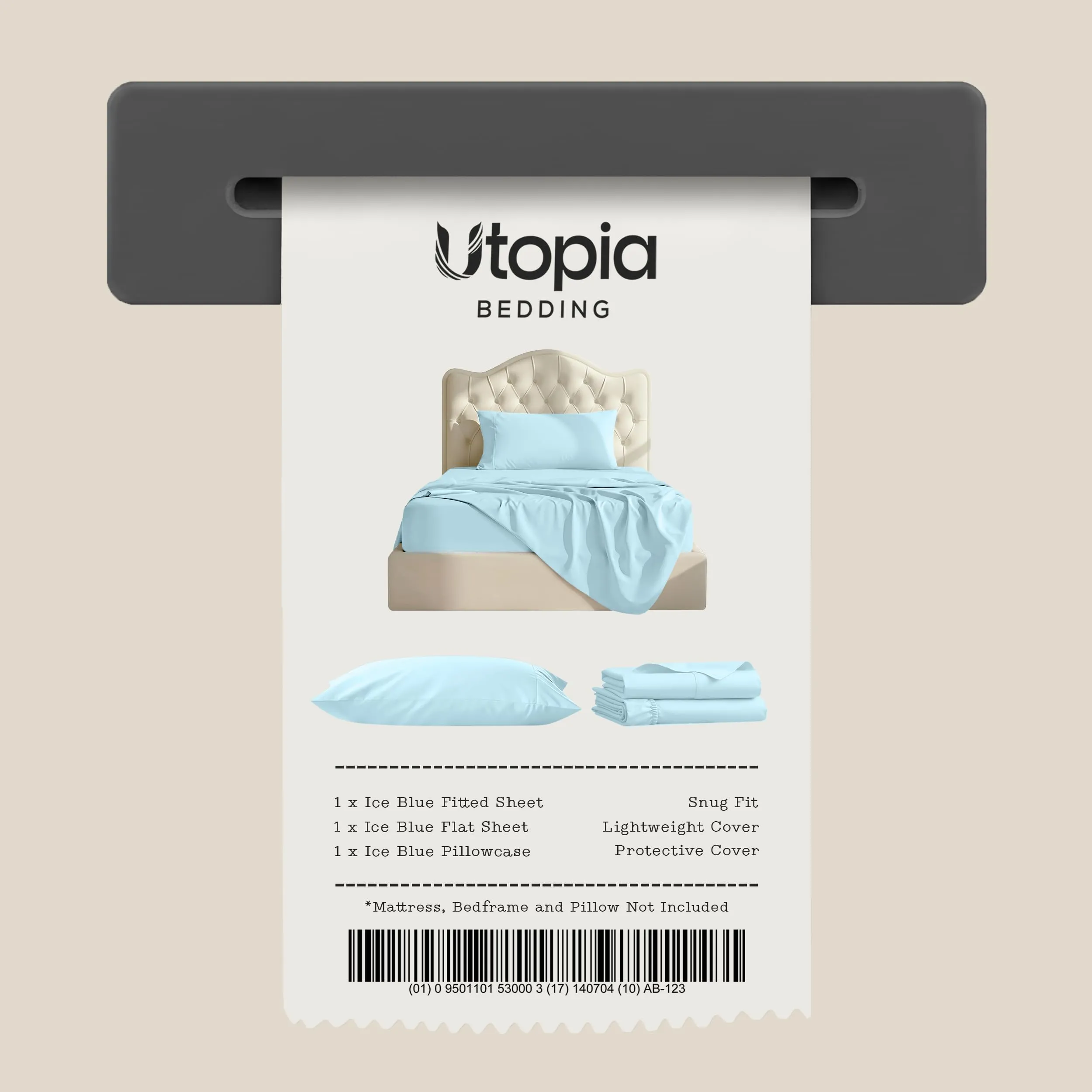 Utopia Bedding Set di lenzuola per letto singolo, 3 pezzi, Blu Ghiaccio, USA Twin - immagine 7
