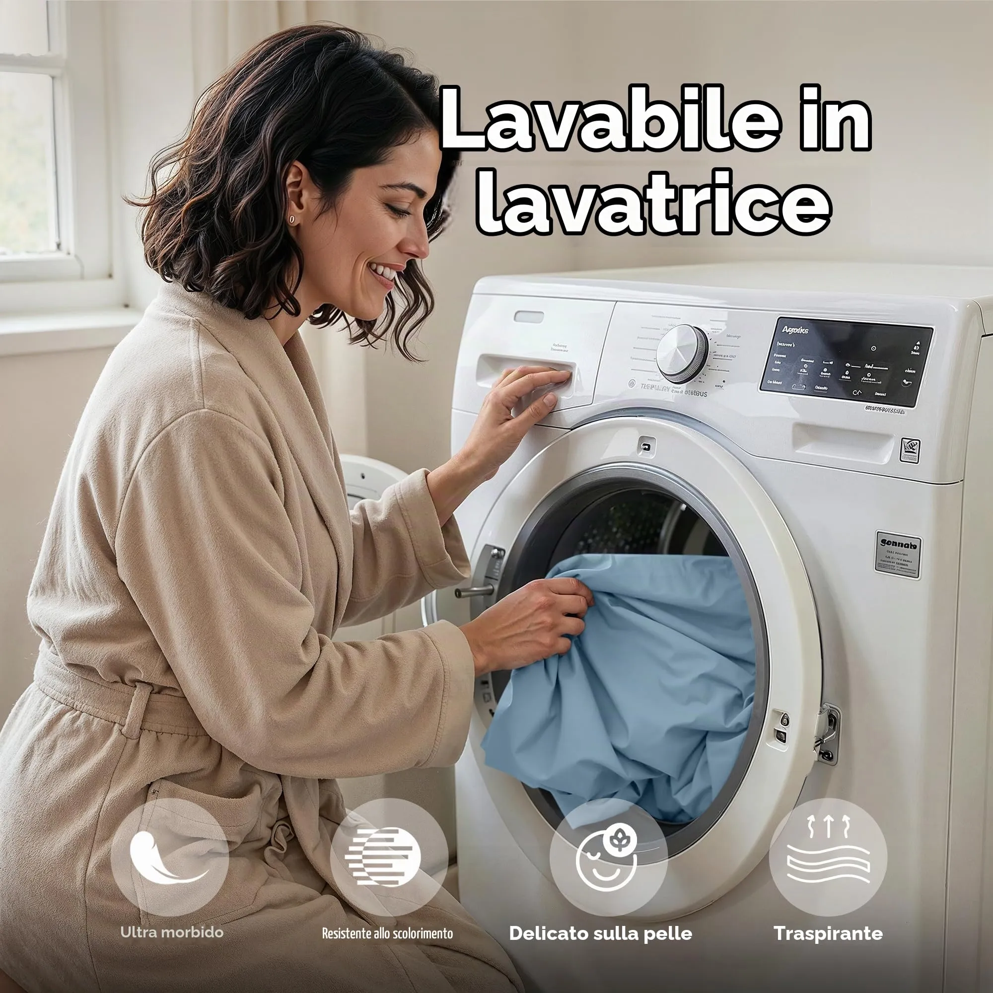Utopia Bedding Set di lenzuola in microfibra per letto matrimoniale, 4 pezzi, Blu Olandese - immagine 6