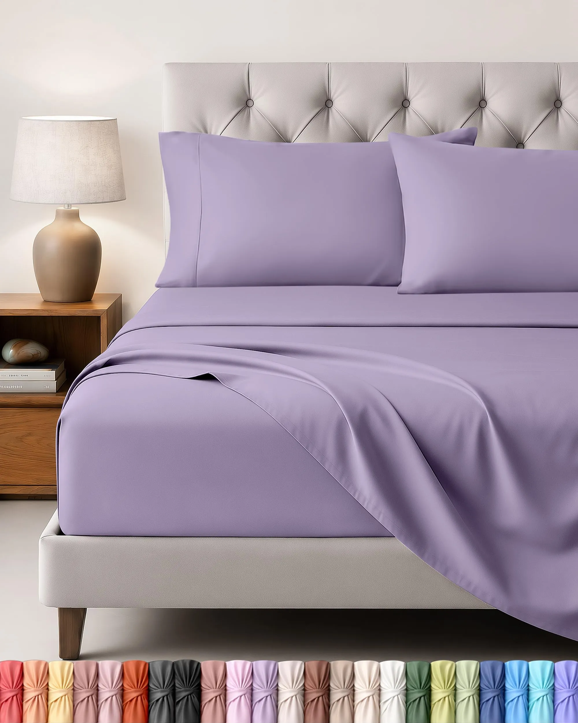 Utopia Bedding Set Lenzuola Letto 4 Pezzi, 135x190cm, Lavanda - immagine 1