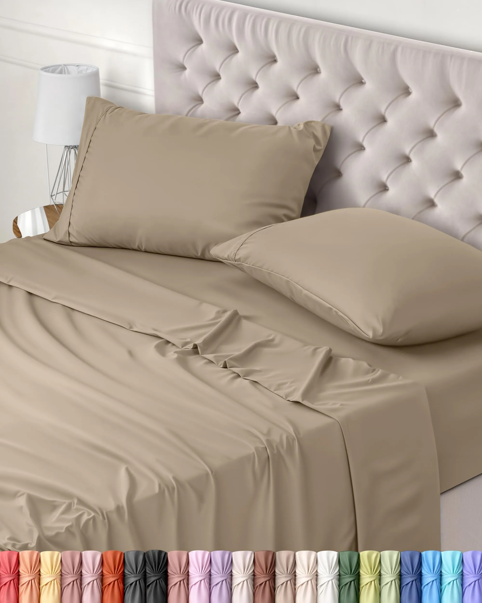 Utopia Bedding Set Lenzuola Letto 4 Pezzi, 150x200cm, Sabbia - immagine 1