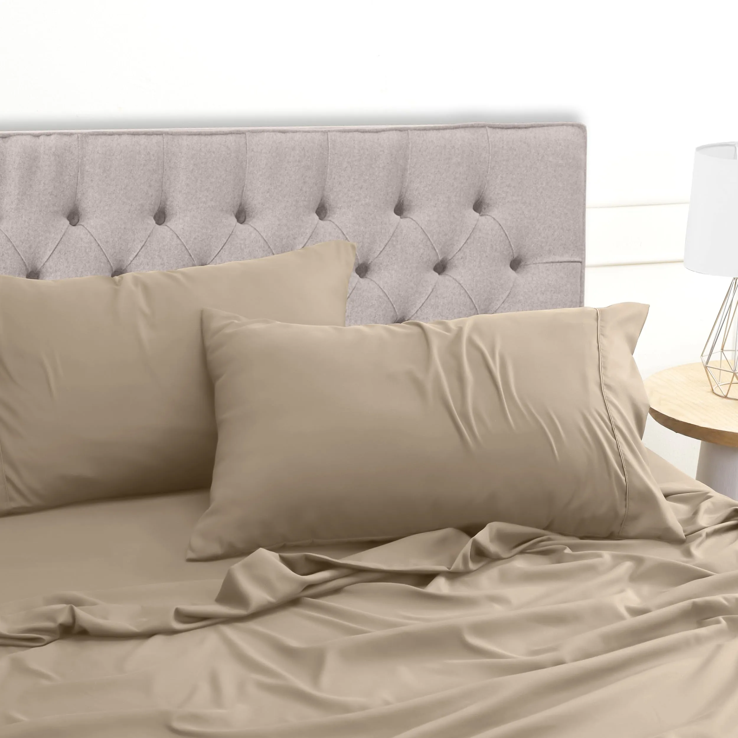 Utopia Bedding Set Lenzuola Letto 4 Pezzi, 180x200cm, Sabbia - immagine 6