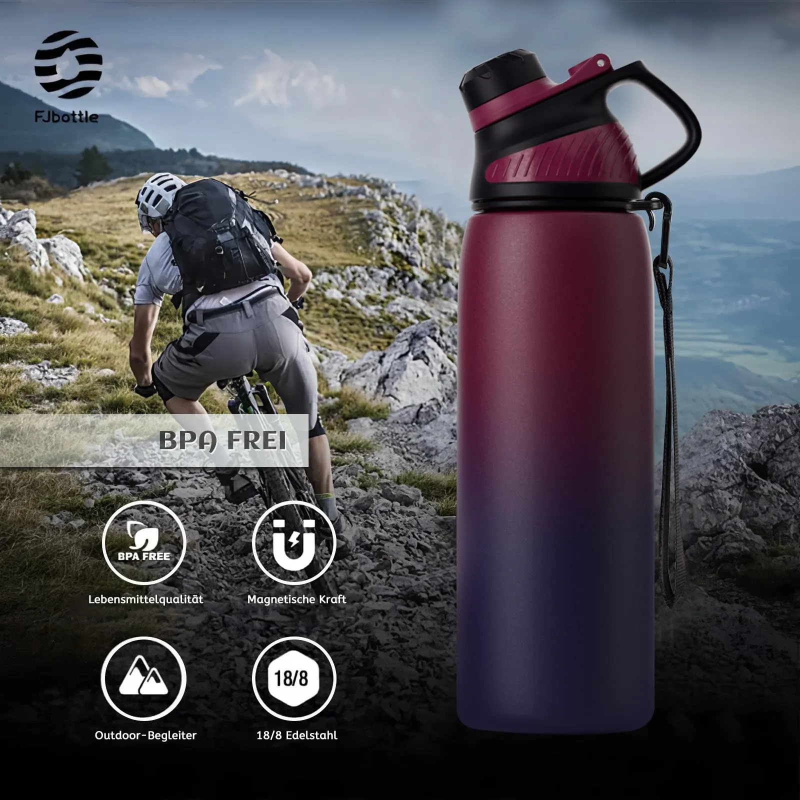 Fjbottle Borraccia Termica 800ml Acciaio Inox con Tappo Magnetico - immagine 5
