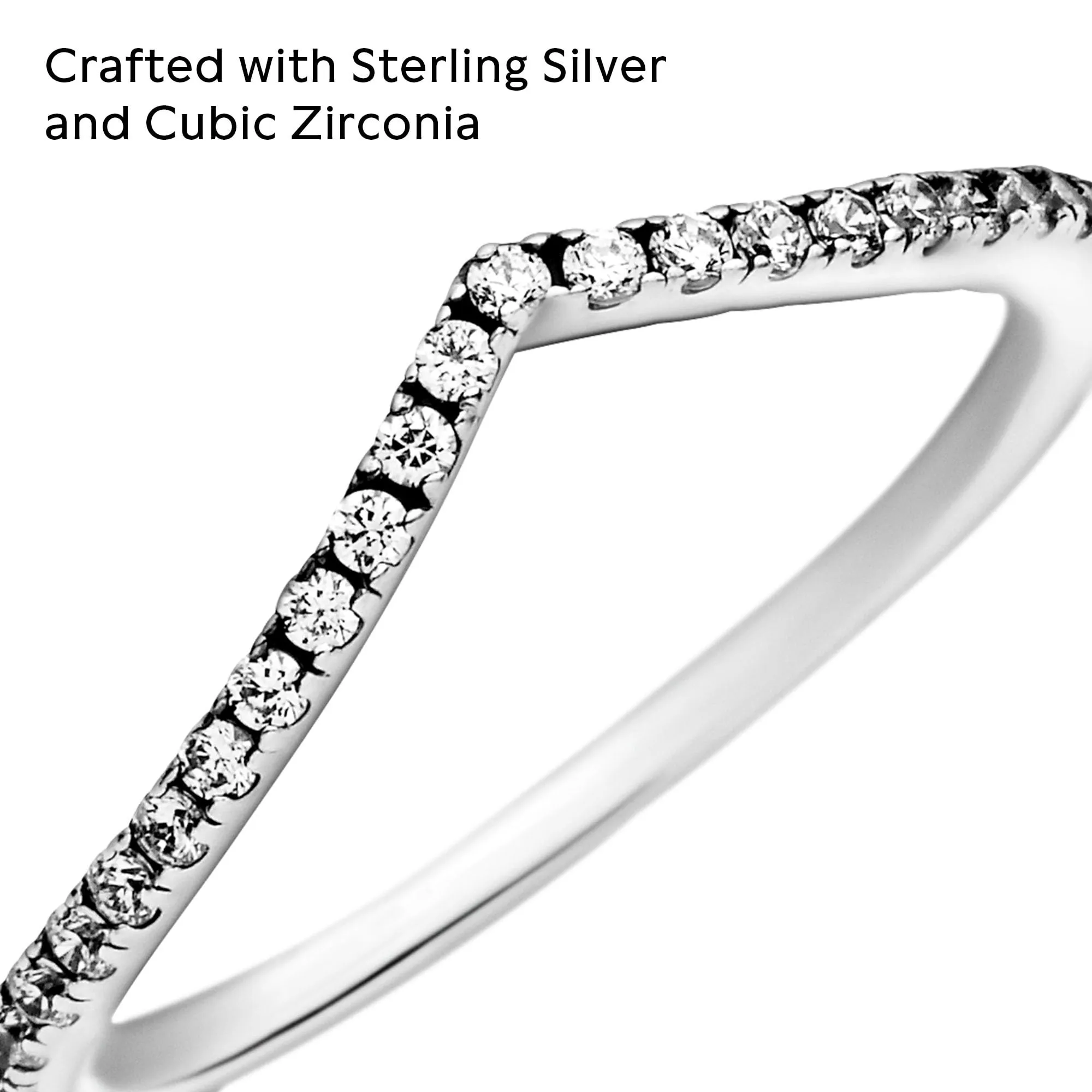 Pandora Anello Wishbone in Argento Sterling con Zirconia Cubica Trasparente, 50 - immagine 4
