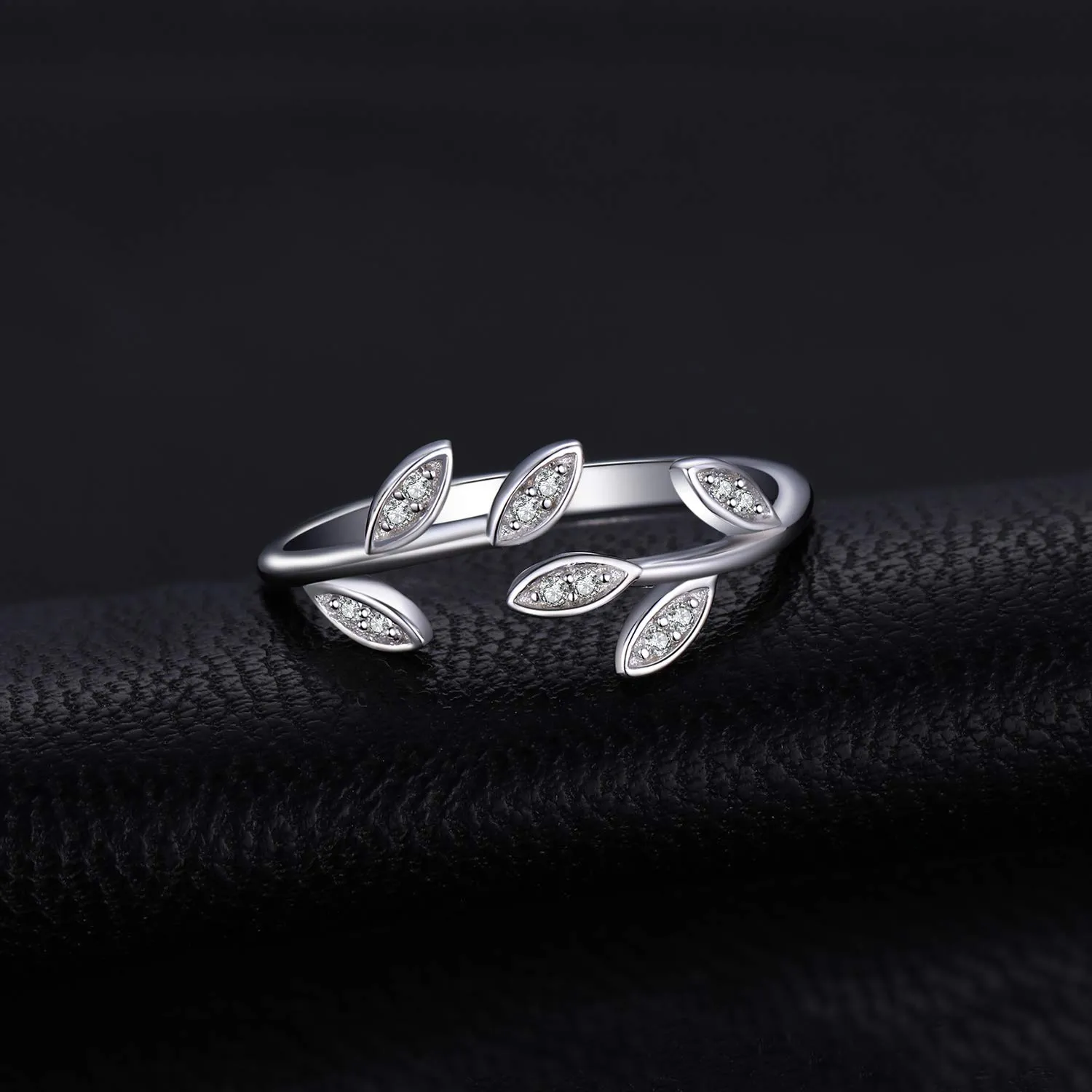 JewelryPalace Anello Donna Argento 925 Foglia di Olivo Regolabile con Zirconi - immagine 3