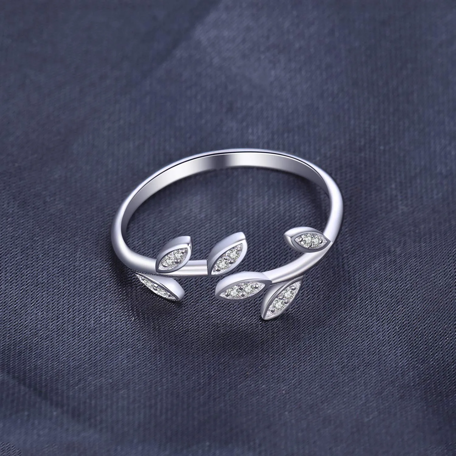 JewelryPalace Anello Donna Argento 925 Foglia di Olivo Regolabile con Zirconi - immagine 5