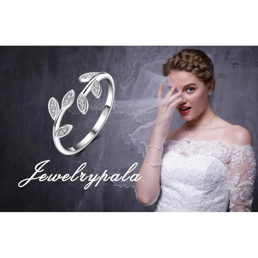 JewelryPalace Anello Donna Argento 925 Foglia di Olivo Regolabile con Zirconi - immagine 6