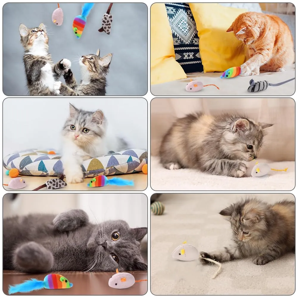 Adiwo Set di 9 Giocattoli per Gatti con Erba Gatta, Topolini in Peluche per Gioco e Cura Dentale - immagine 5