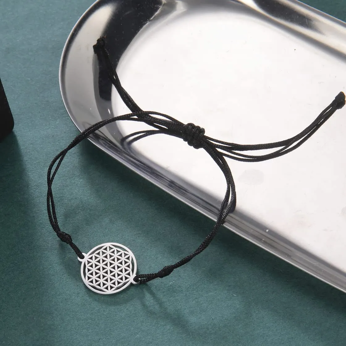 unift Bracciale Fiore della Vita in Acciaio Inossidabile Regolabile, Argento - immagine 4