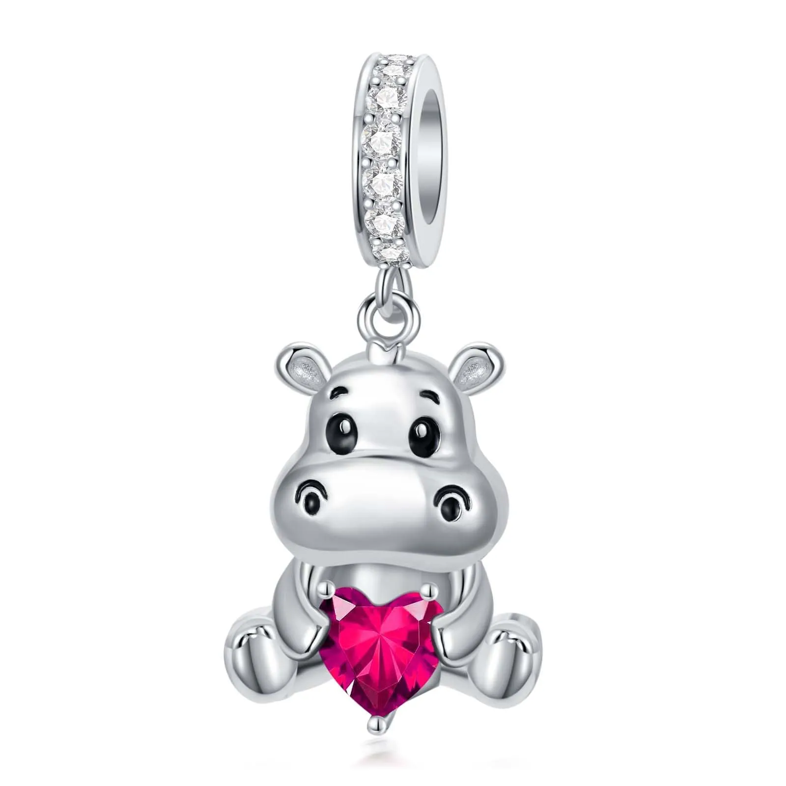 ROMANTICWORK Birthstone Hippo Charm, 925 Sterling Silver, Size B - immagine 1