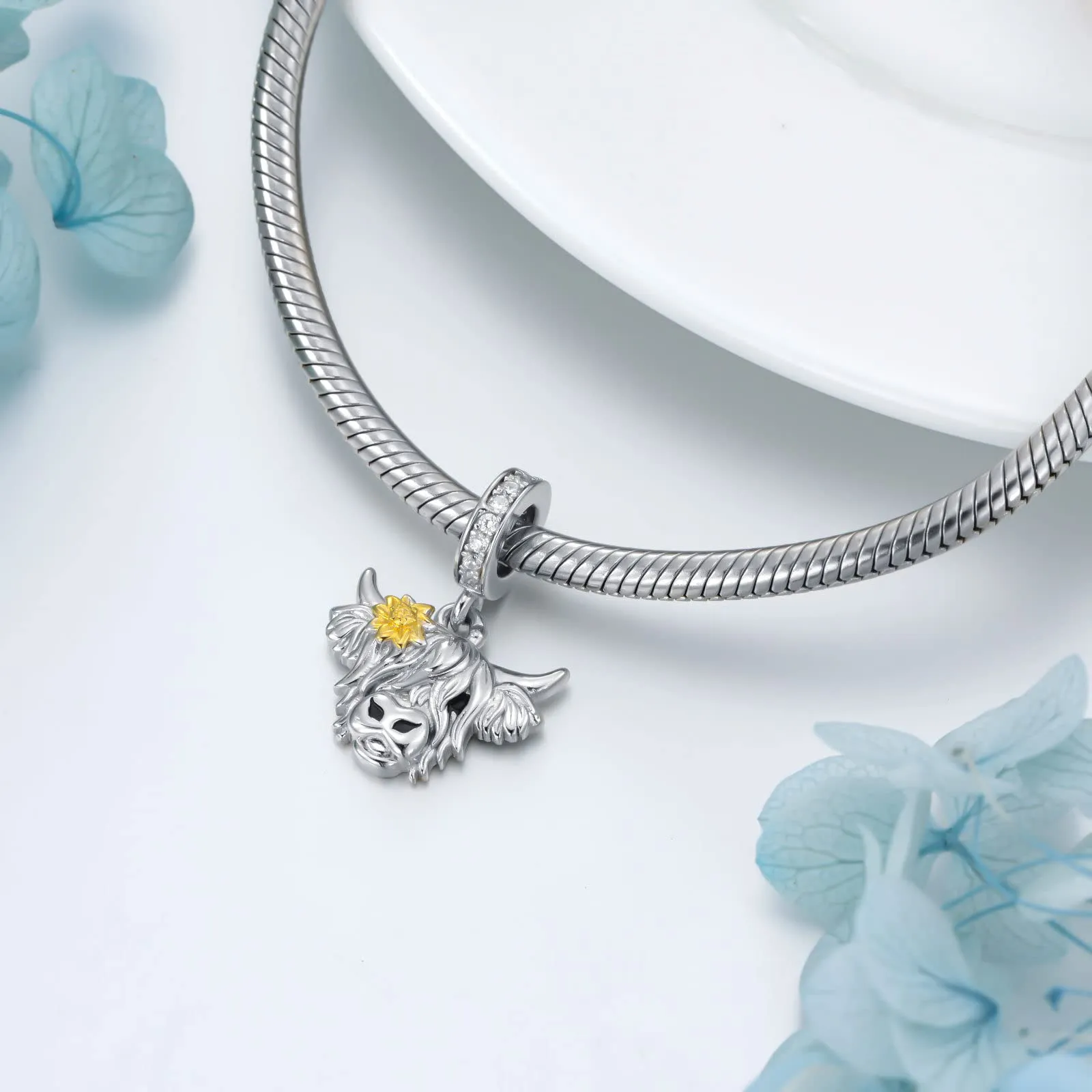 ROMANTICWORK Ciondolo Ippopotamo in Argento Sterling 925 con Pietra Portafortuna per Braccialetti - immagine 2