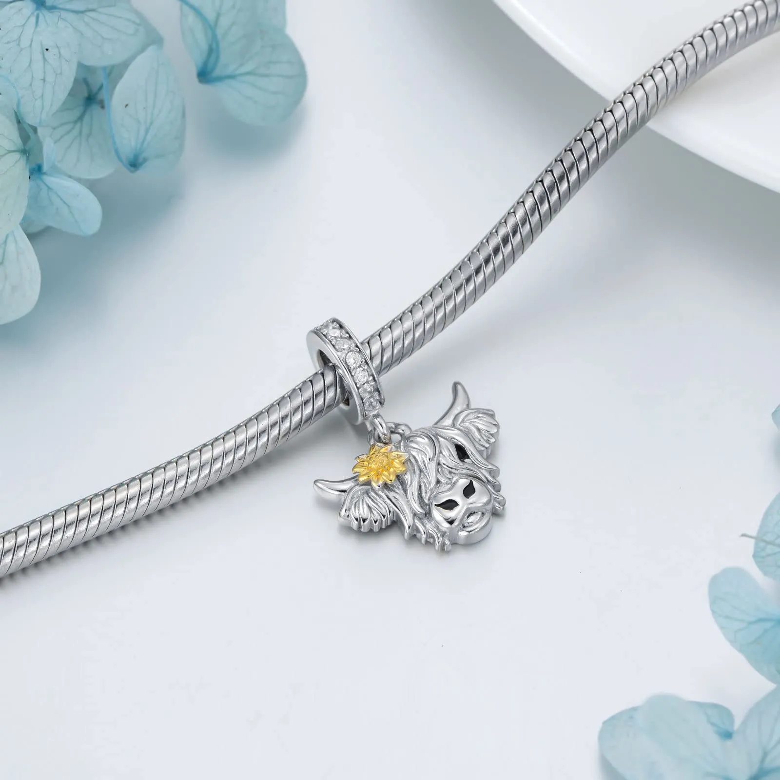 ROMANTICWORK Ciondolo Ippopotamo in Argento Sterling 925 con Pietra Portafortuna per Braccialetti - immagine 3