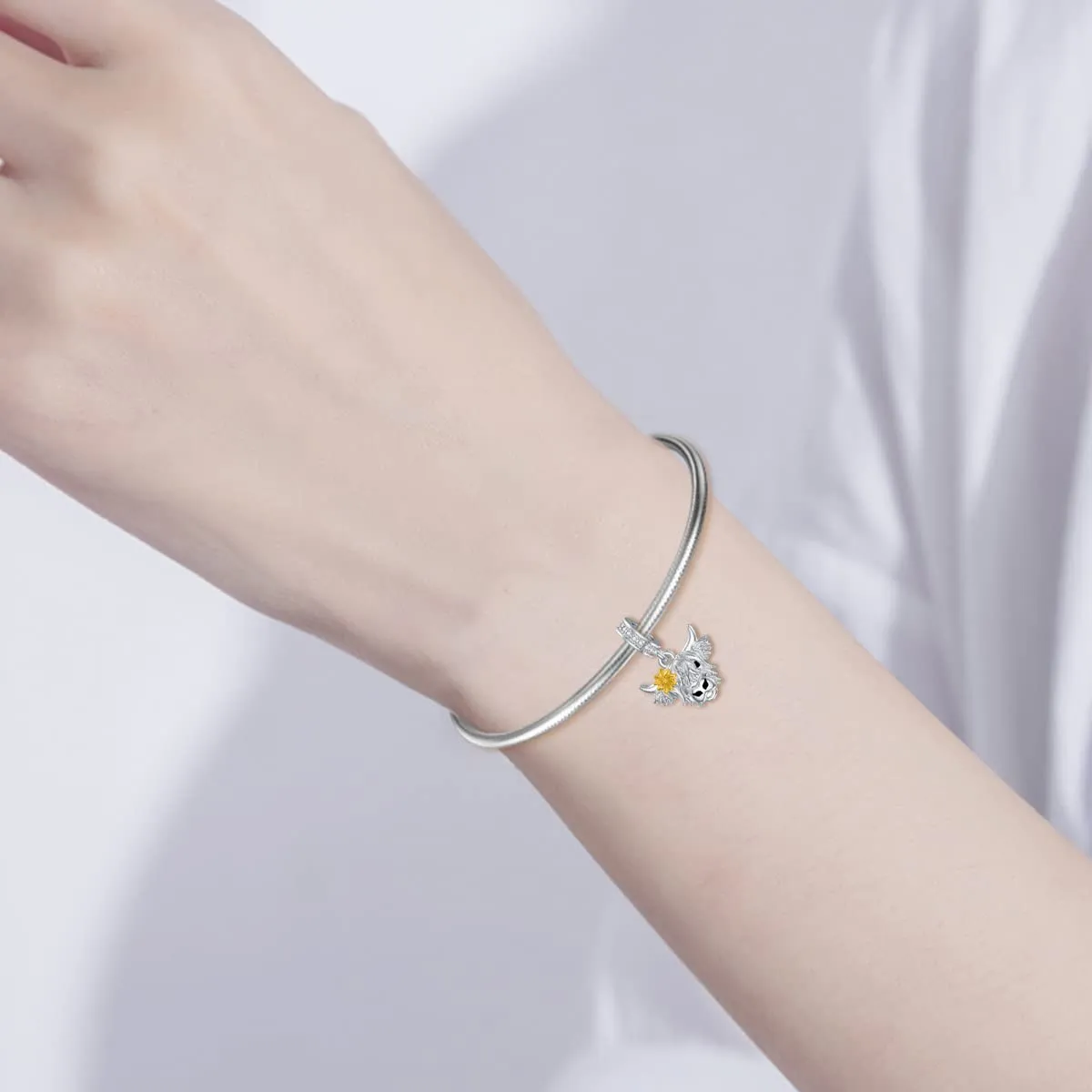 ROMANTICWORK Ciondolo Ippopotamo in Argento Sterling 925 con Pietra Portafortuna per Braccialetti - immagine 4