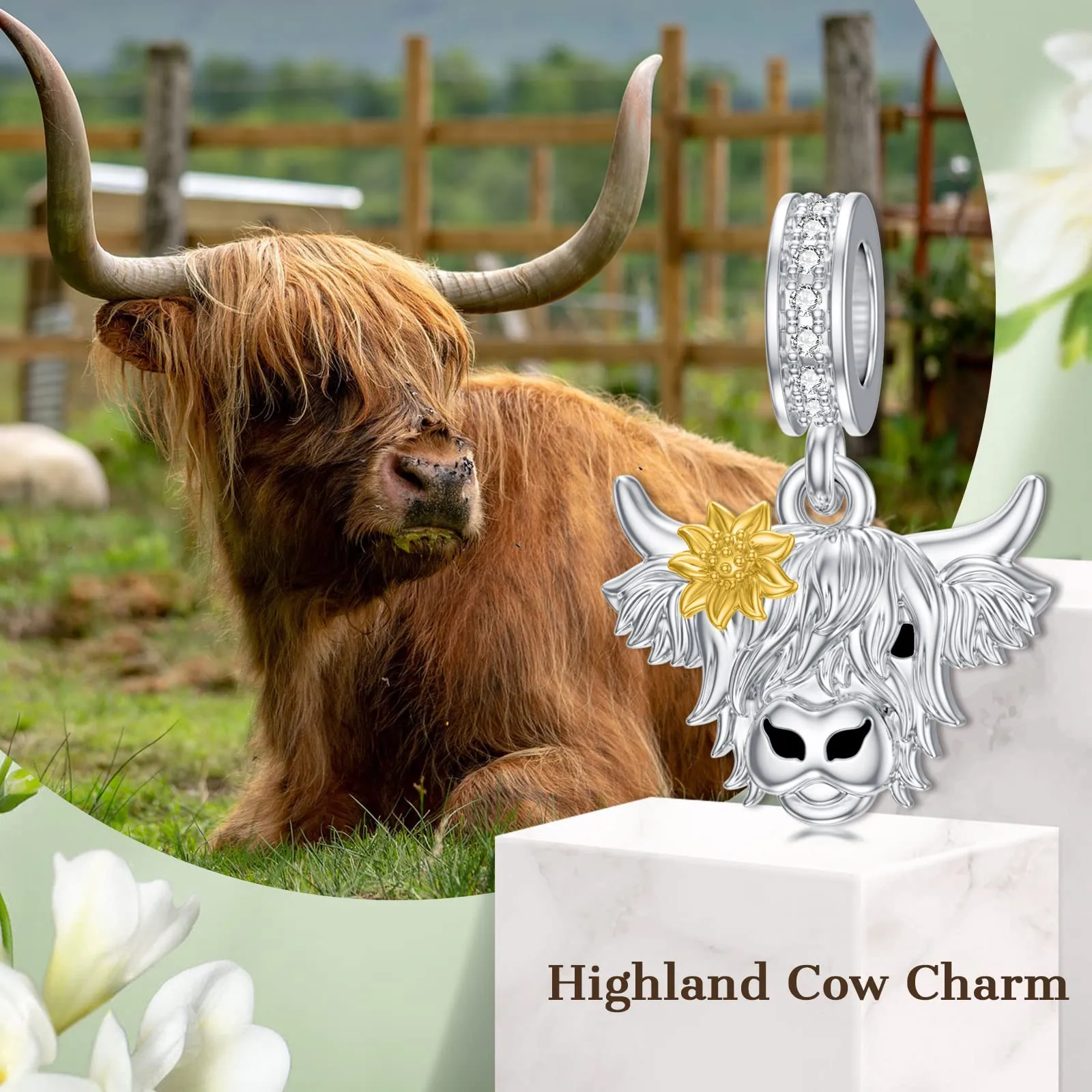 ROMANTICWORK Ciondolo Ippopotamo in Argento Sterling 925 con Pietra Portafortuna per Braccialetti - immagine 6