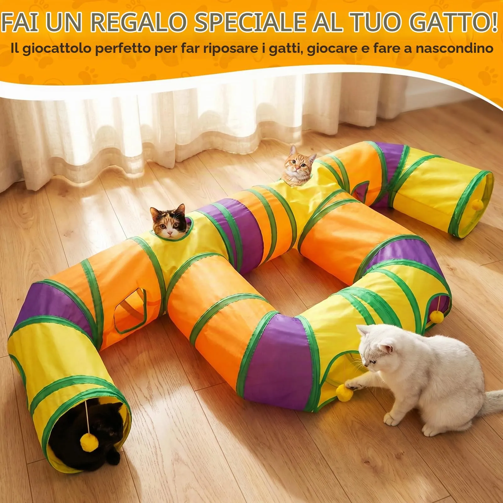 UGBO Tunnel Giochi Pieghevole per Gatti, Cani di Piccola Taglia e Conigli (Stile 2) - immagine 2