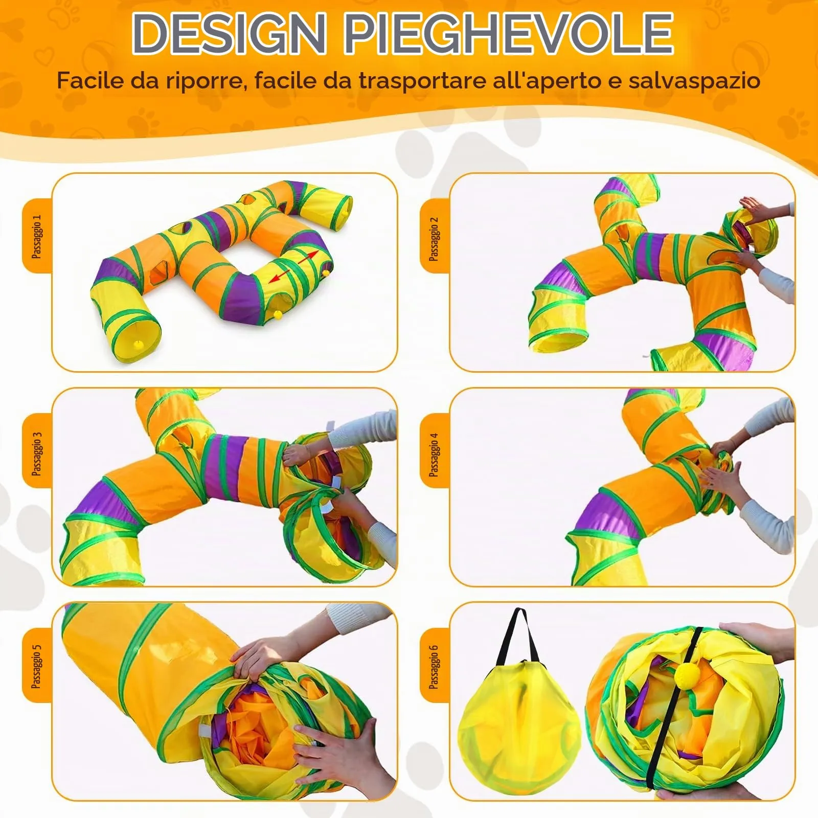 UGBO Tunnel Giochi Pieghevole per Gatti, Cani di Piccola Taglia e Conigli (Stile 2) - immagine 5