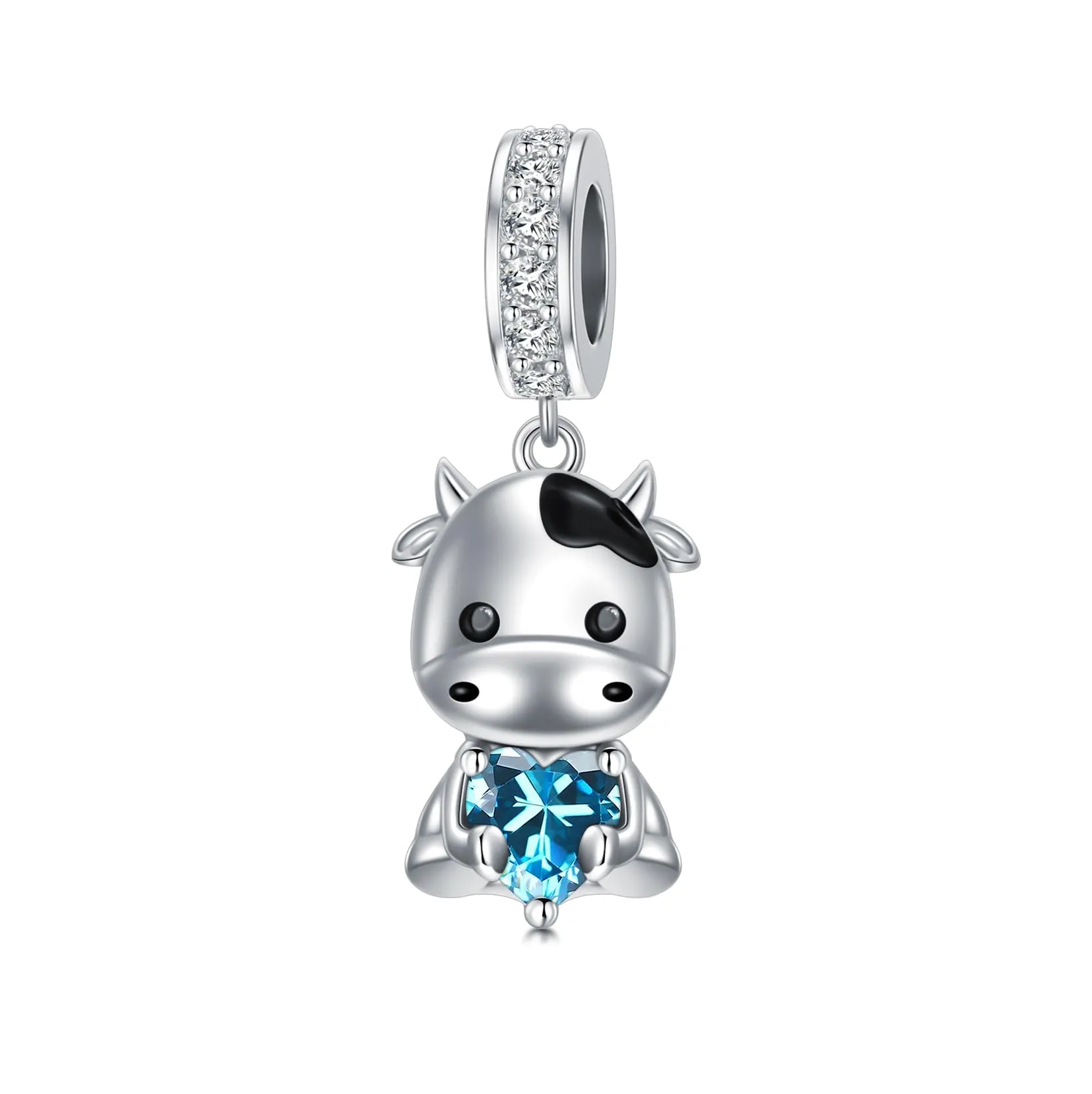 ROMANTICWORK Ciondolo a forma di mucca in Argento Sterling 925 con Zirconi - immagine 1