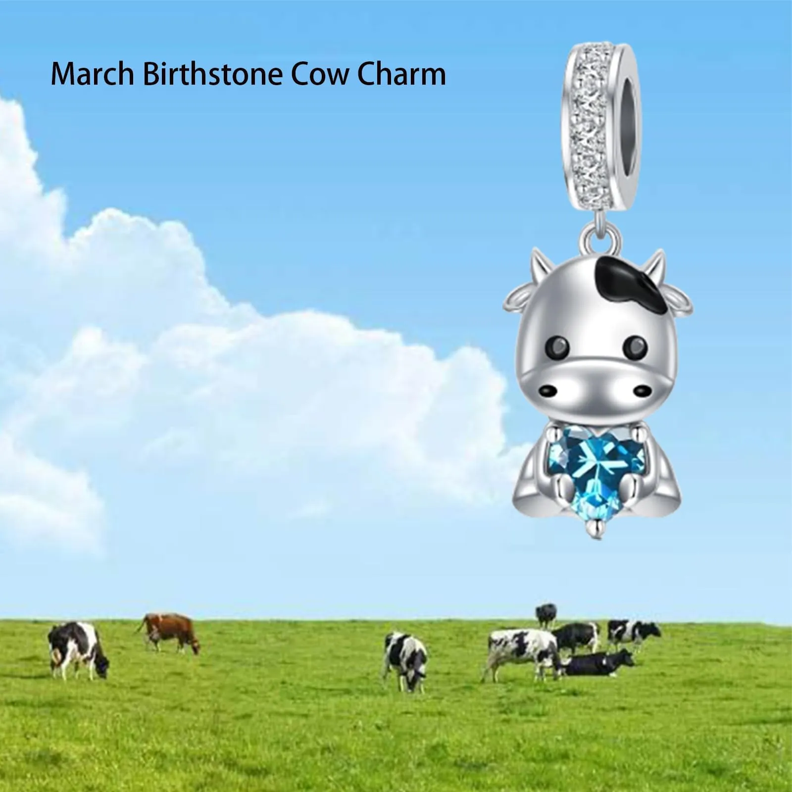 ROMANTICWORK Ciondolo a forma di mucca in Argento Sterling 925 con Zirconi - immagine 3