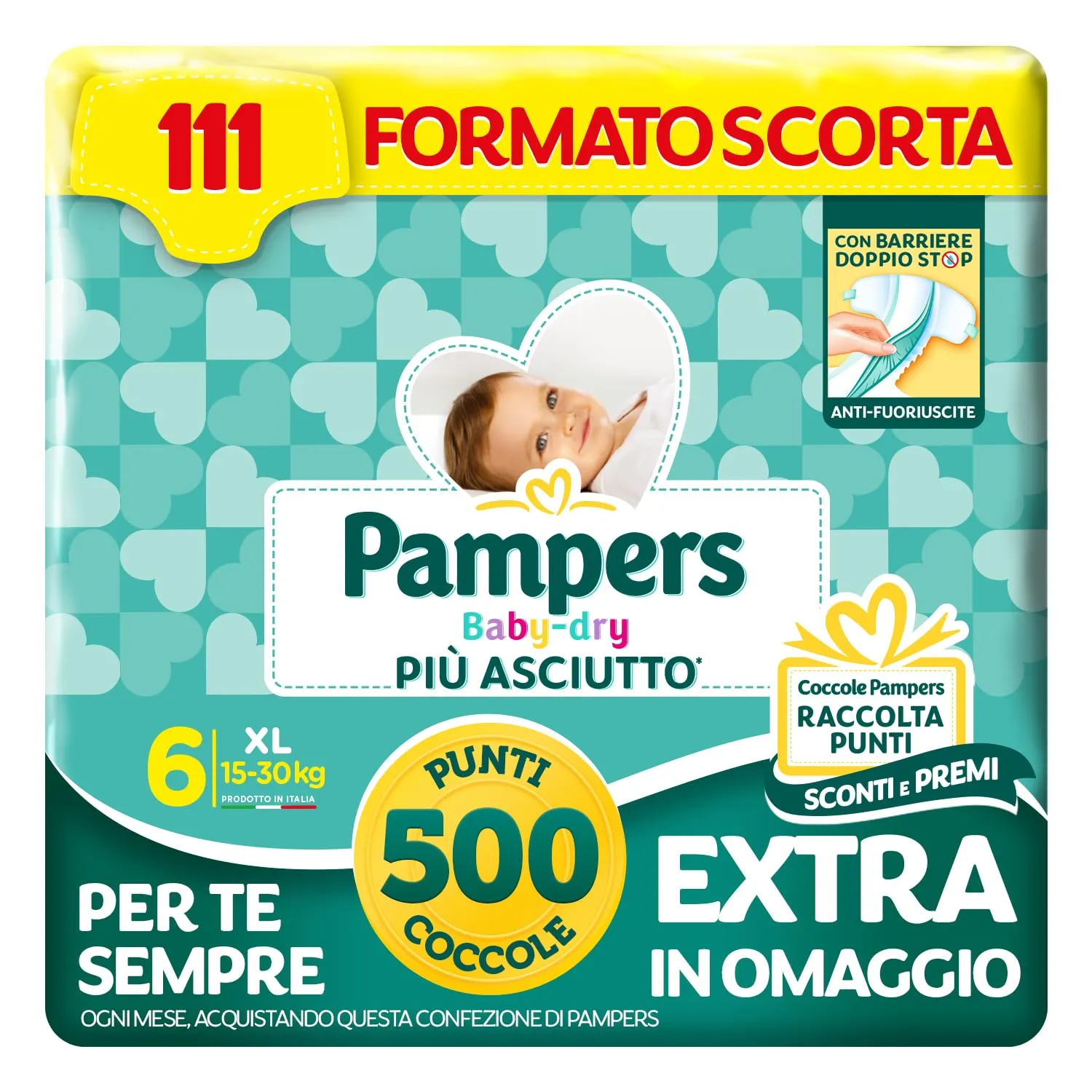 Pampers Baby Dry XL, Taglia 6 (15-30 kg), 111 Pannolini Bambino - immagine 1