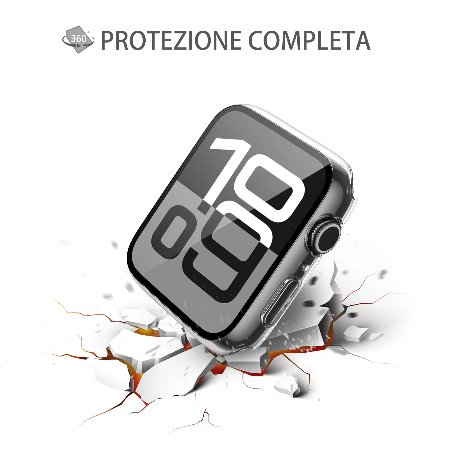 Misxi Cover Protezione con Vetro Temperato per Apple Watch Serie 11/10 46mm, Trasparente (2 Pezzi) - immagine 4