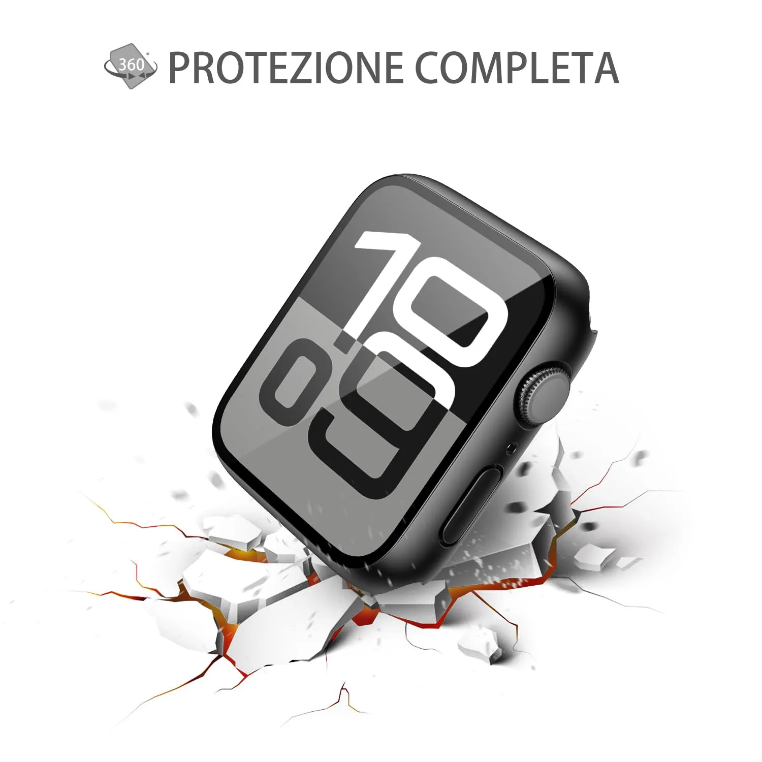Misxi Cover Protezione con Vetro Temperato per Apple Watch Serie 11/10 46mm, Nero Opaco (2 Pezzi) - immagine 4