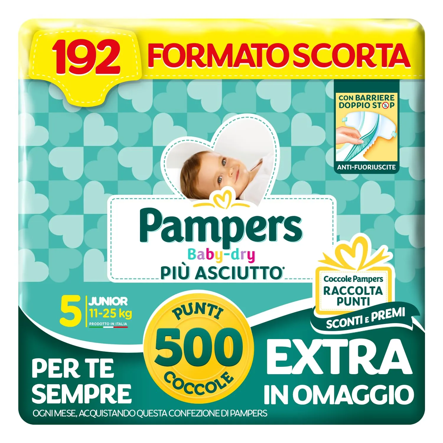 Pampers Baby Dry Junior, Taglia 5 (11-25 kg), 192 Pannolini - immagine 1